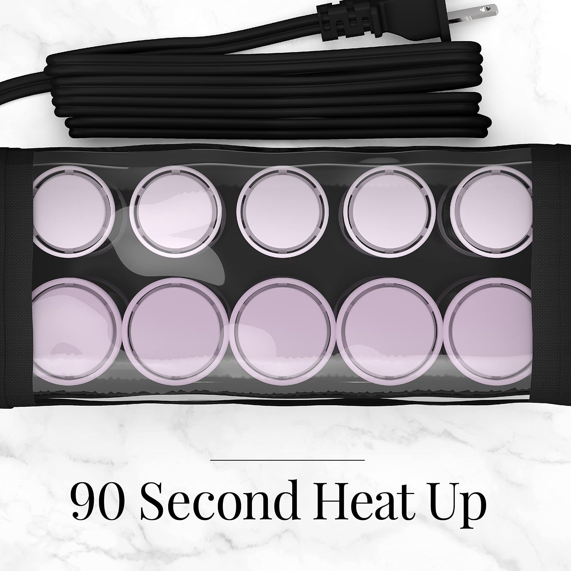 Remington Compact Ceramic Dual Voltage Hot Rollers for Long and Short Hair, Hair Setters, Hair Curlers, 1-1 ¼" Purple/Black, 10 Piece Set