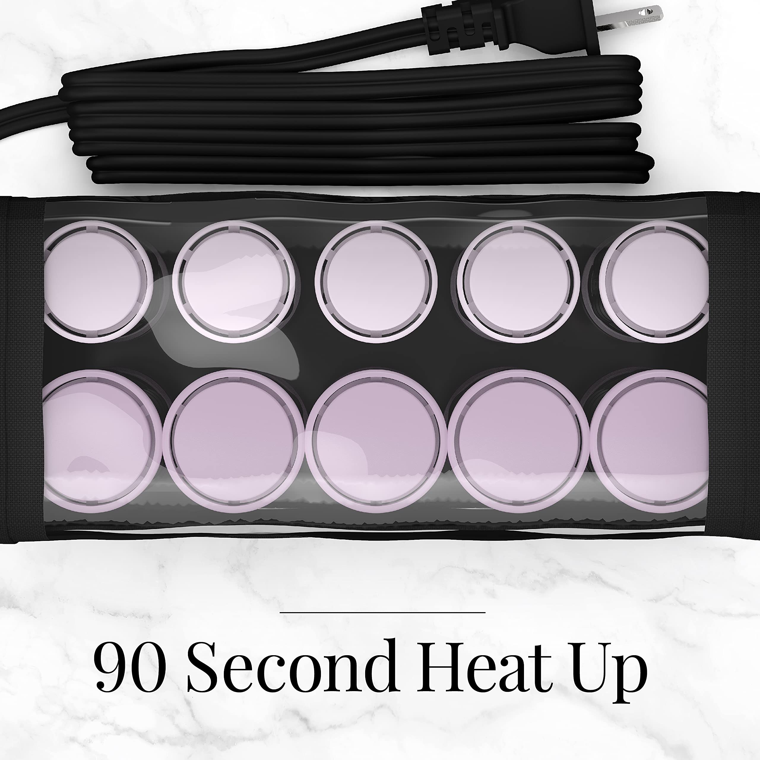 Remington Compact Ceramic Dual Voltage Hot Rollers for Long and Short Hair, Hair Setters, Hair Curlers, 1-1 ¼" Purple/Black, 10 Piece Set