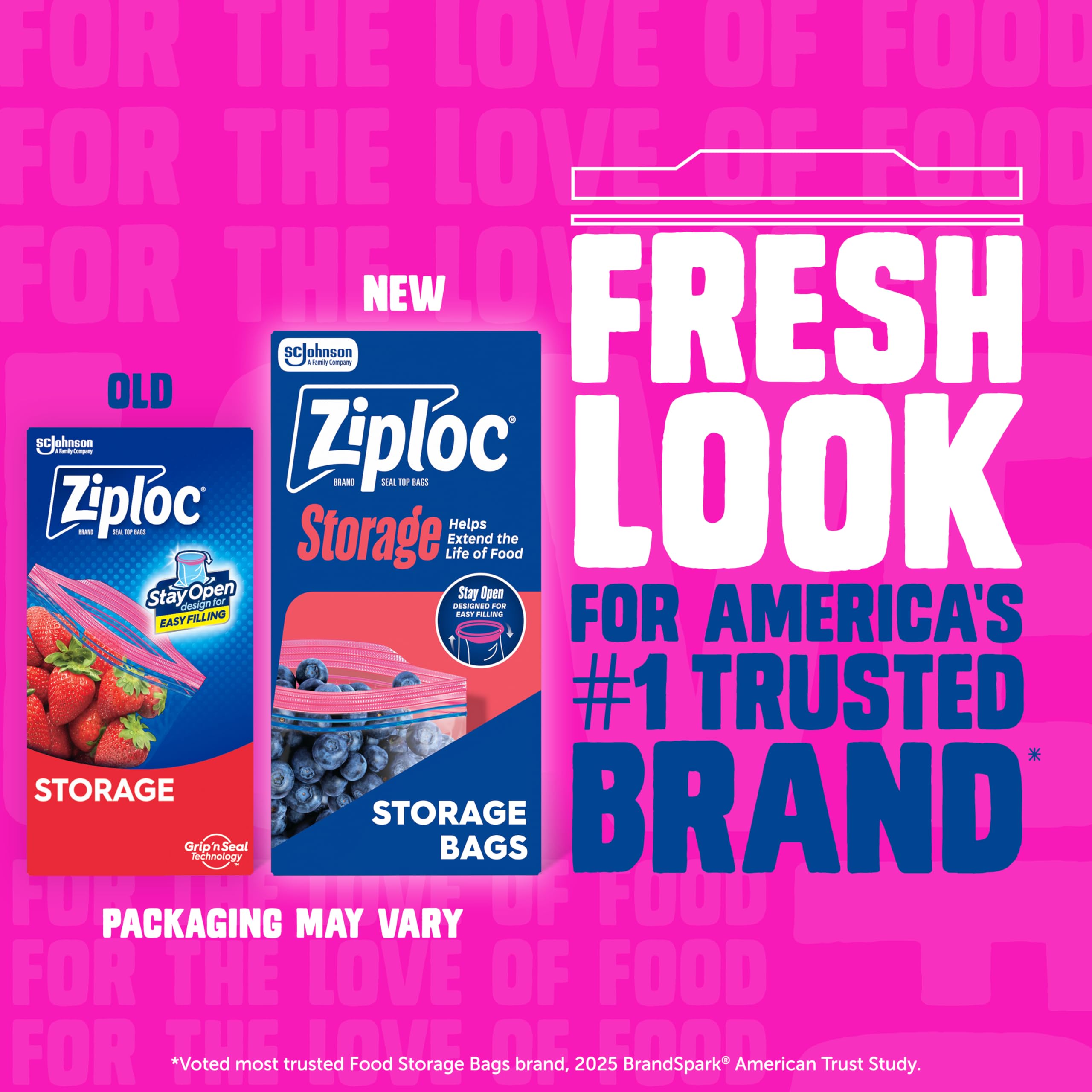Ziploc Quart Food Storage Bags, Stay Open Design with Stand-Up Bottom, Easy to Fill, 80 Count