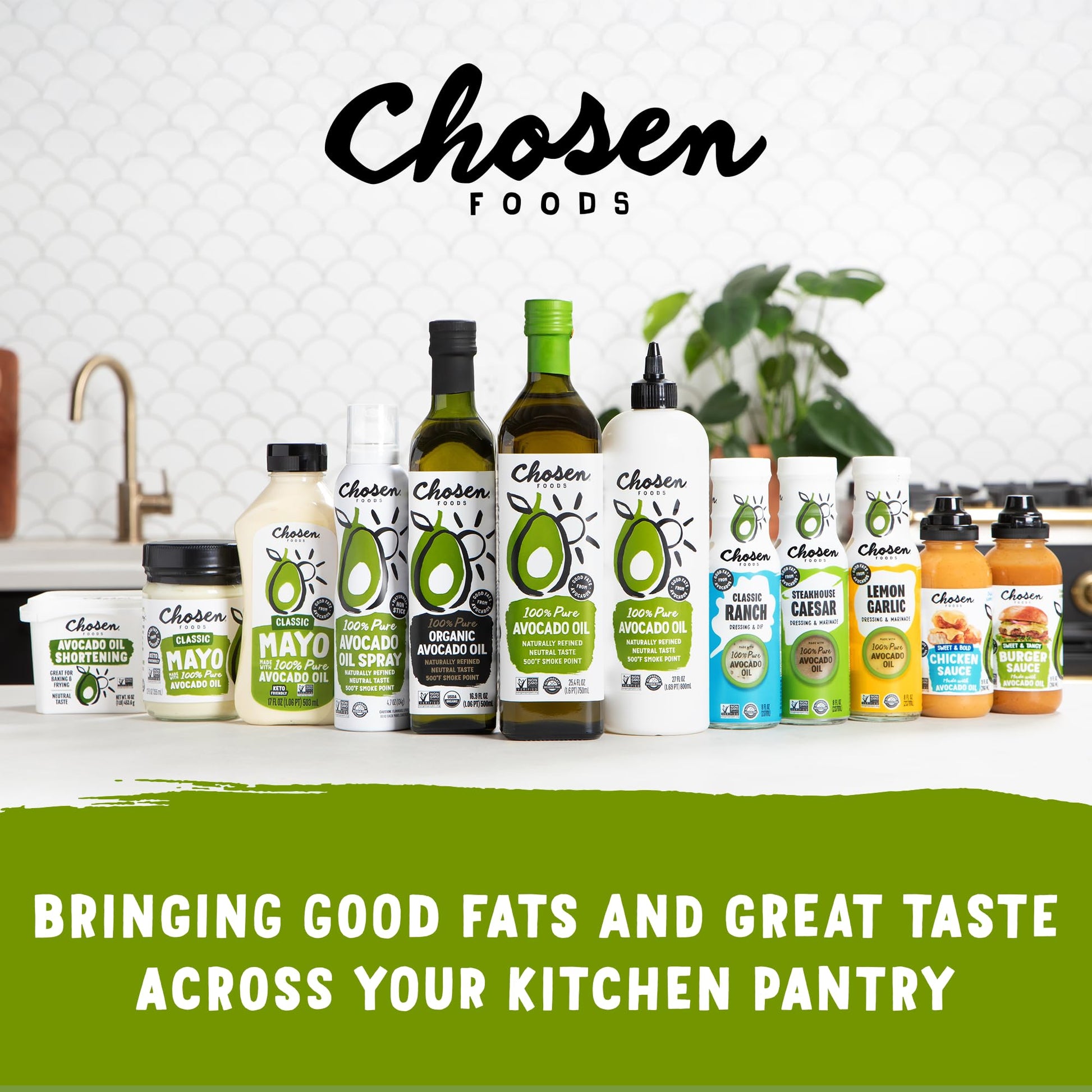 Chosen Foods 100% Pure Avocado Oil Spray, Keto Diet Friendly, Kosher Cooking Spray for Baking, High-Heat Cooking and Frying (6 oz, 3 Pack)