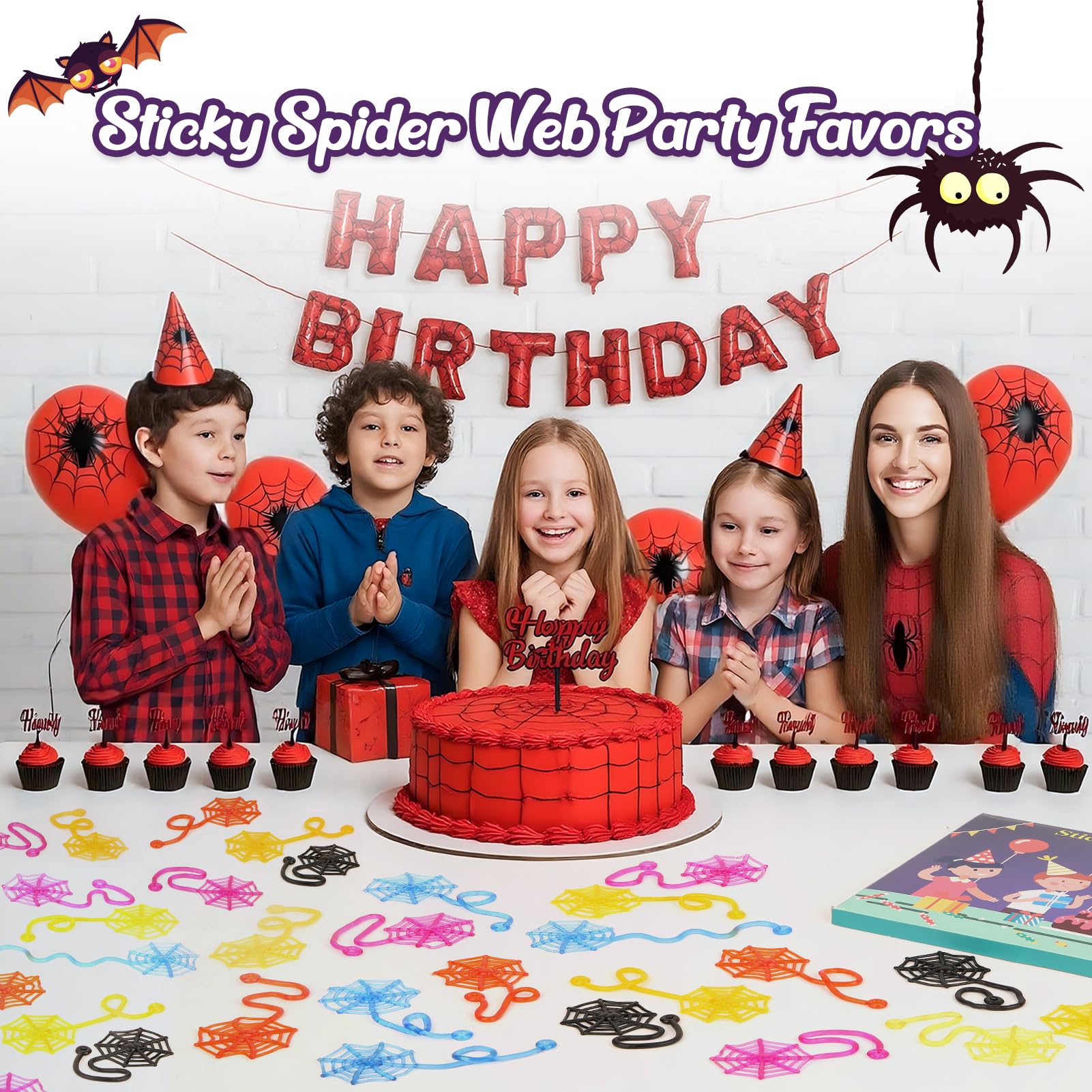 30 Pcs Sticky Spider Web Sticky Hands for Kids Bulk Halloween Party Favors Decorationsr,Spider Webs for Classroom Prizes,Kids' Halloween Goodie Bags Stuffers Pinata Stuffers Small Toys for Boys Girl