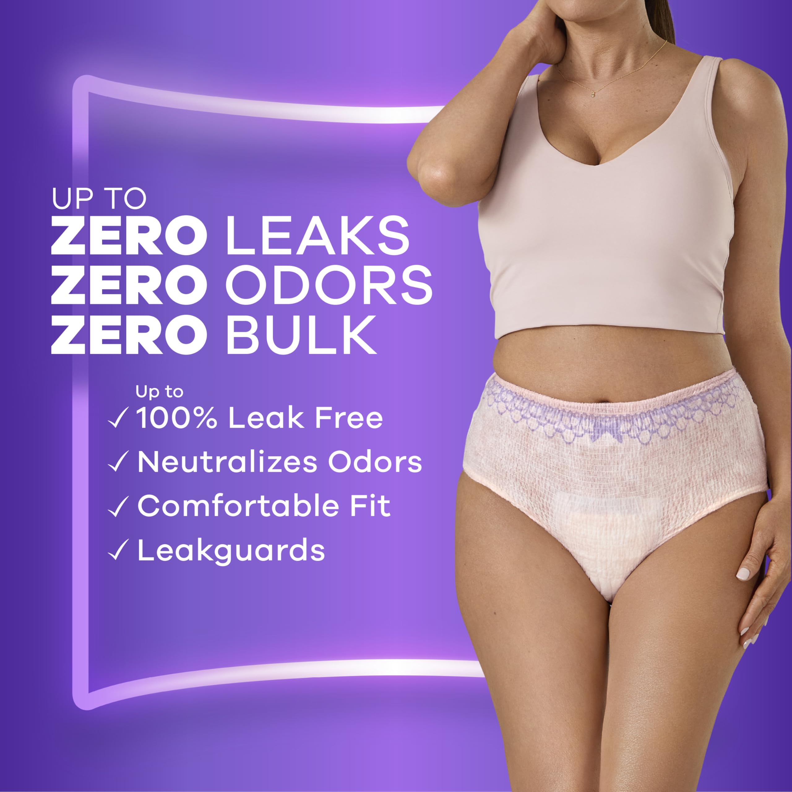 Always Discreet Adult Incontinence Underwear for Women and Postpartum Underwear, Extra Large, Up to 100% Bladder Leak Protection, 64 Count (2 Packs of 32)