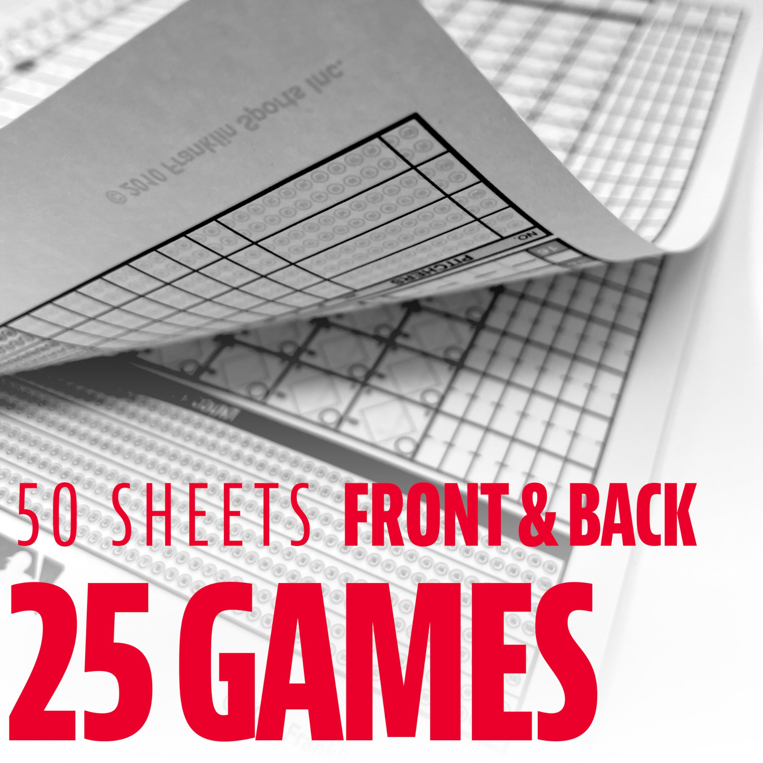 Franklin Sports MLB Baseball + Softball Scorebook - Book for Stats - Coaching Official Scorekeeper - 25 Games