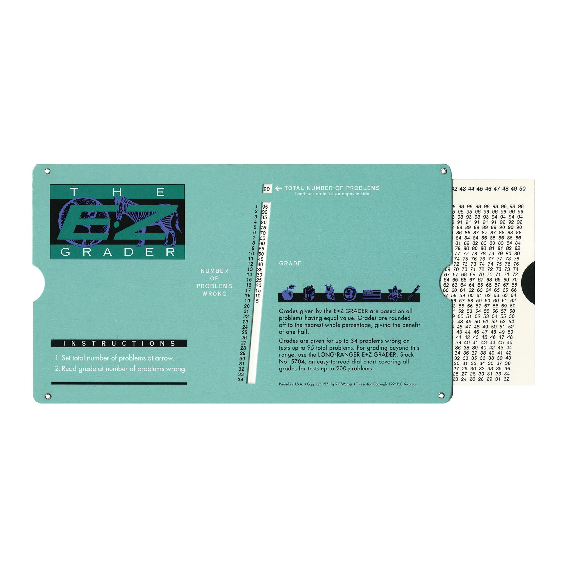 Advantus E-Z Grader Chart, Easy Gradebook for Teachers, 8-1/2 x 4-3/4 x 1/8 Inches, Standard Size Print, Green