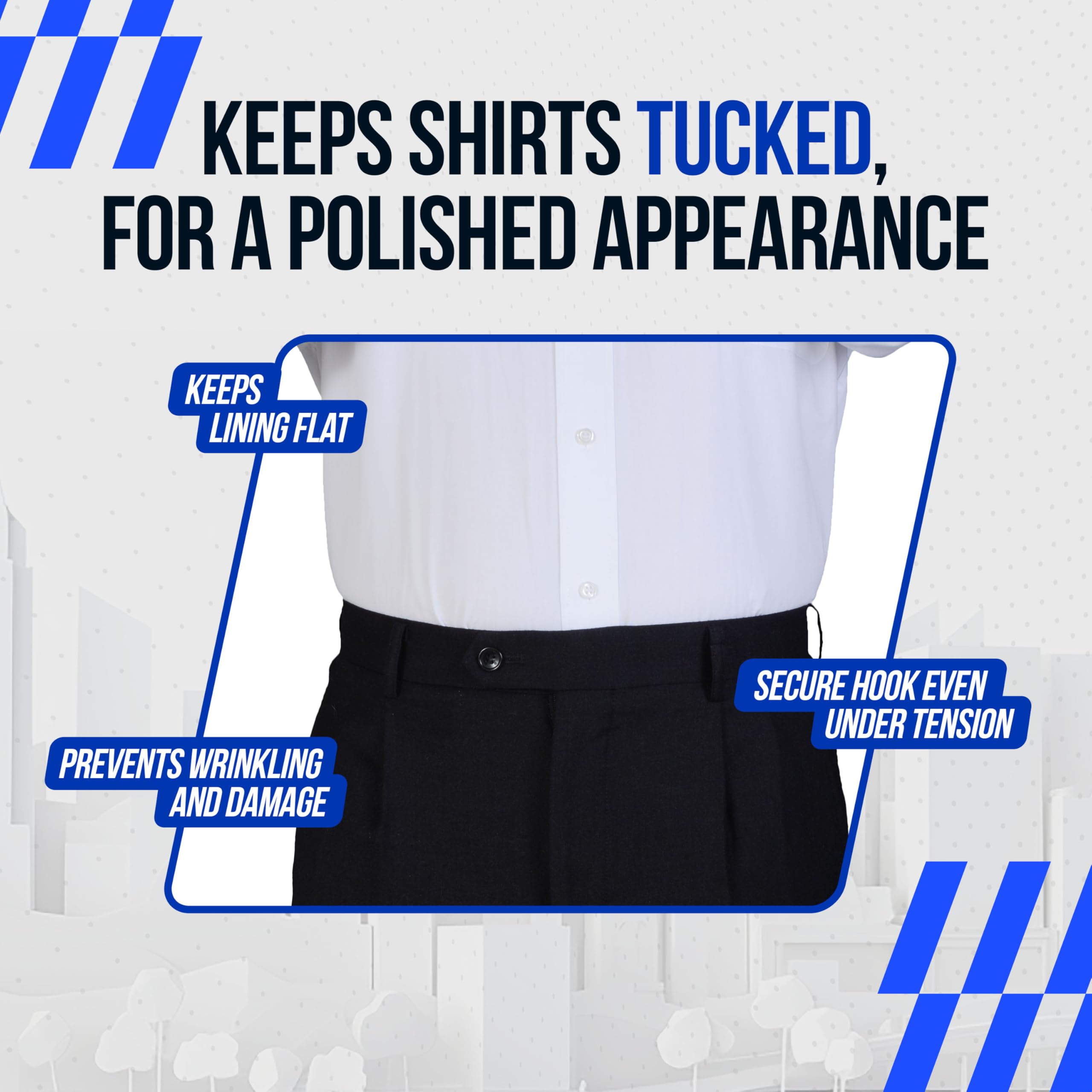 Shirt Stay Plus Tuck-It Belt Style Shirt Stay for Men Police from (Made in USA -Standard Size, Select Series) Shirt Tucker Holder for Law Enforcement
