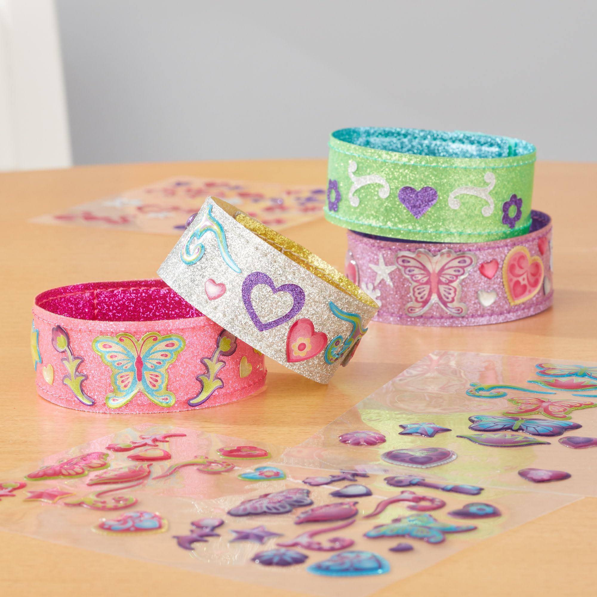 Melissa & Doug Design-Your-Own Bracelets with 100+ Sparkle Gem and Glitter Stickers