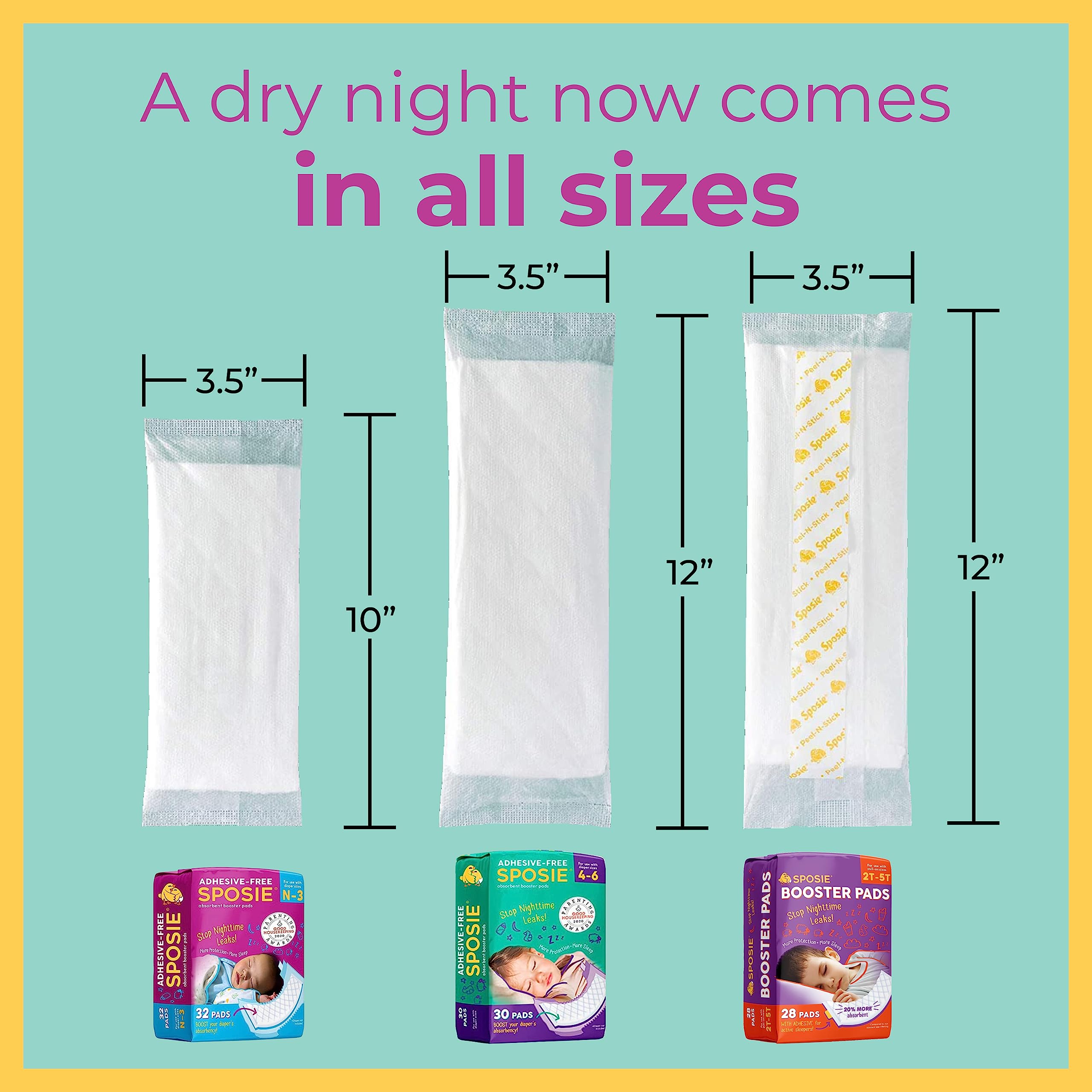 Sposie Diaper Booster Pads, Size 4-6, 30 Count - Hypoallergenic, Dermatologist and Pediatrician Tested, Fragrance, Latex, Chemical and Cruelty-Free, Made in USA