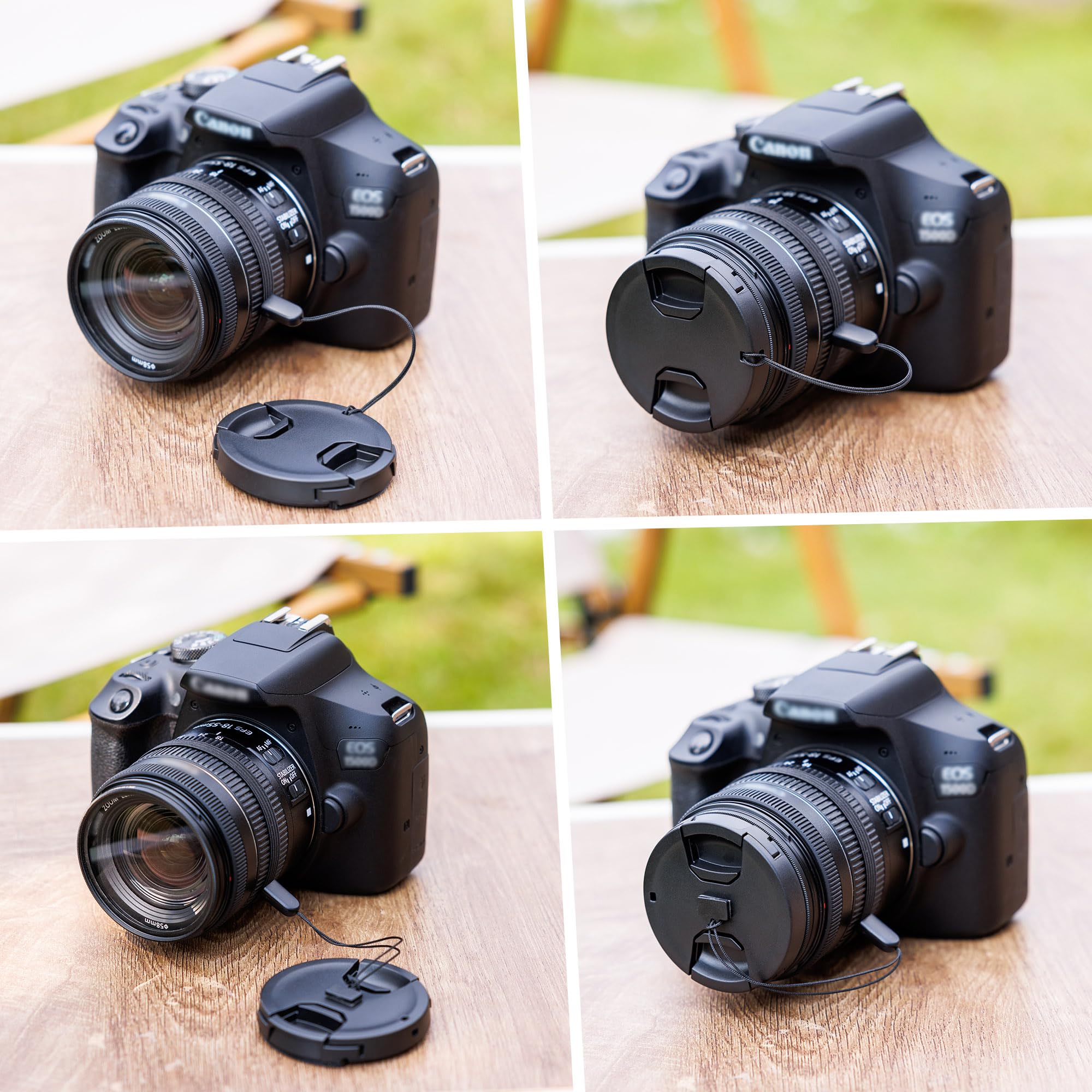 JJC 2-Pack 58mm Front Lens Cap Cover for Canon EOS Rebel T7 T6 T5 T100 4000D T8i T7i T6s T6i T5i T4i T3i T2i T1i SL3 SL2 SL1 XSi XTi with EF-S 18-55mm Kit Lens and other Lenses with 58mm Filter Thread