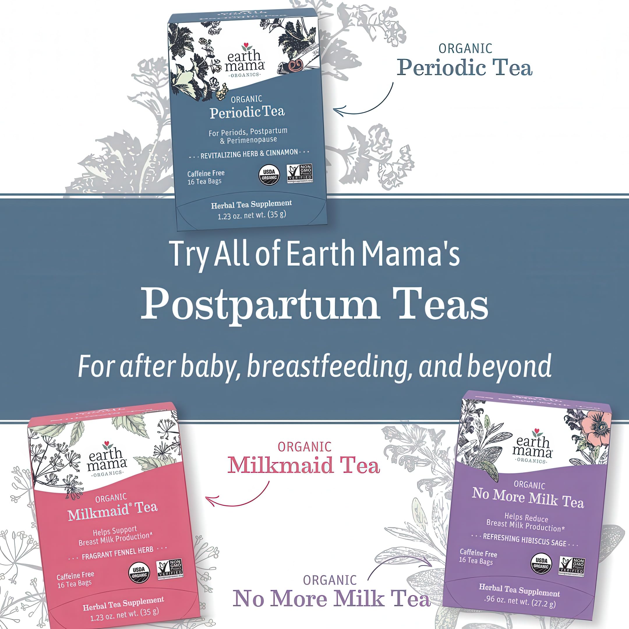 Earth Mama Organic Raspberry Leaf Tea Bags | Labor Tonic & Menstrual Support Herbal Tea, Red Raspberry Leaf Tea for Pregnancy & Postpartum Care Recovery, Caffeine Free Tea, Non GMO, (16-Teabags, 2-Pk)