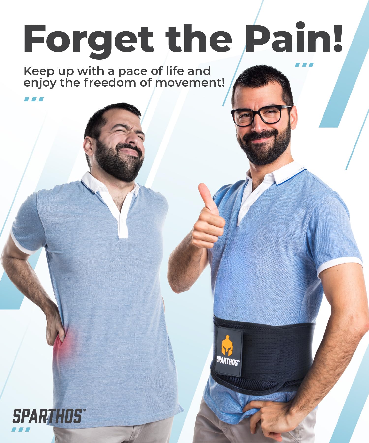 Sparthos Back Brace for Lower Back Pain - Immediate Relief from Sciatica, Herniated Disc, Scoliosis - Breathable + Lumbar Support Pad - For Men & Women - Fits 44–52″ Waist (Large, Check Size Chart)