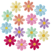 PAGOW 14 Pcs Flower Iron on Patches, Cute Daisy Flower Applique Patch, Sew On Embroidered Applique Sewing Patches for Bags, Jackets, Jeans, Clothes DIY Patches, 1.57x1.57inch (W*H), 7 Colors