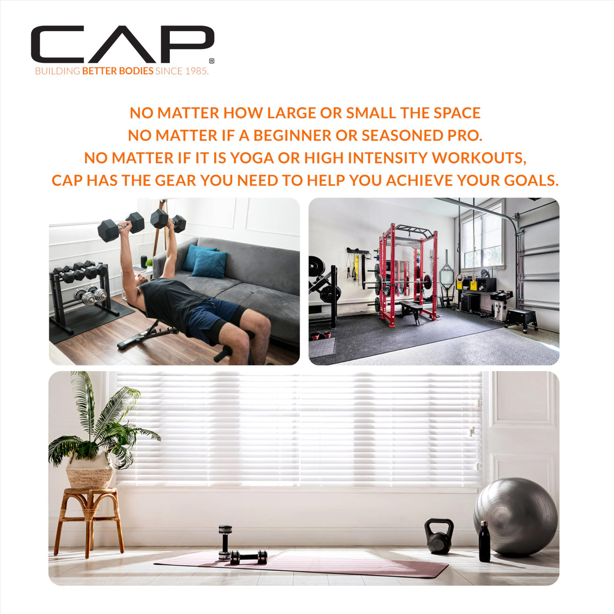 زوج أثقال دومبل سداسية الشكل مطلية بوزن 15 رطل من CAP Barbell بمقبض أسود