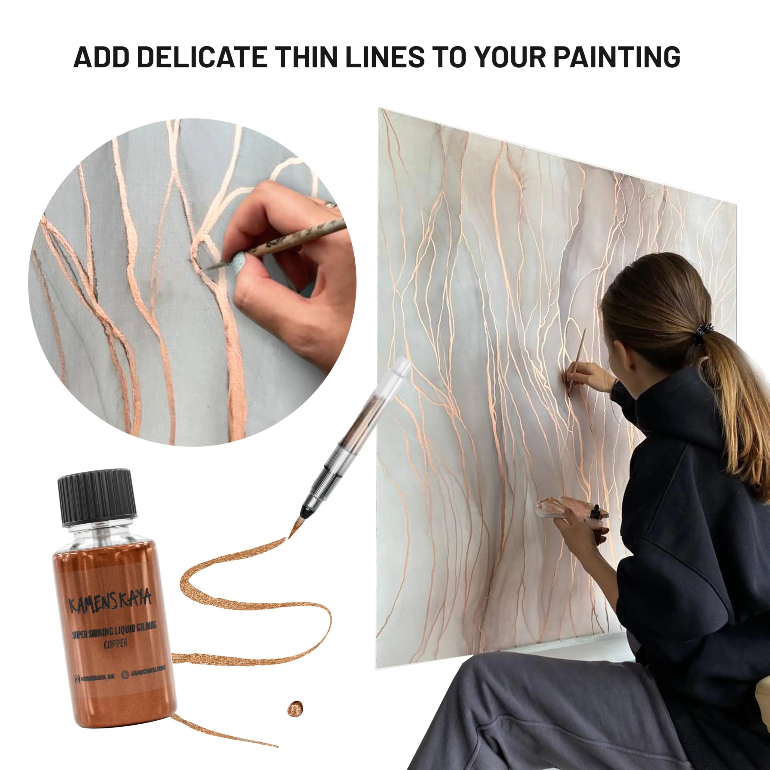 KAMENSKAYA Liquid Gold Leaf Paint - Alcohol Based Fast Drying Rich Gold Liquid Leaf, 0.68 fl oz (20 ml)