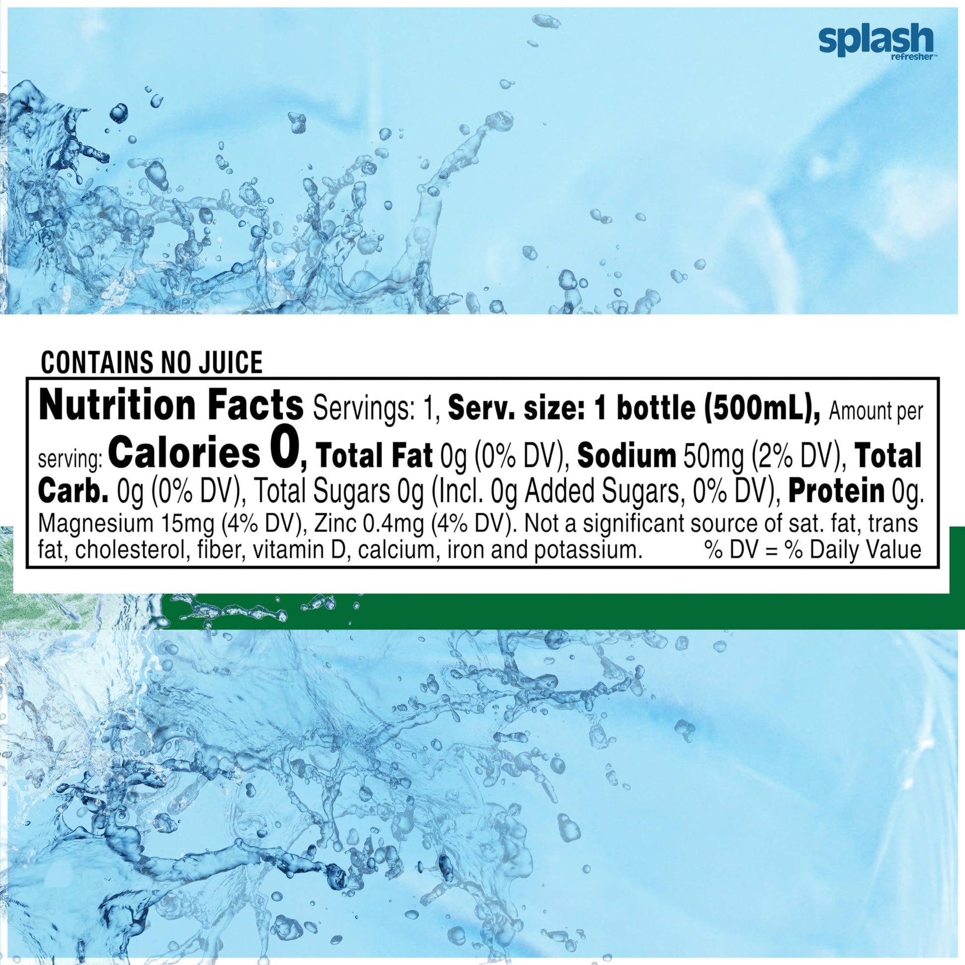 Splash Refresher Flavored Water Bottles, Lemon Flavor - 6-Pack, 16.9 Fl Oz - Refreshing Flavored Bottled Water with Electrolytes - Zero Sugar & Zero Calories