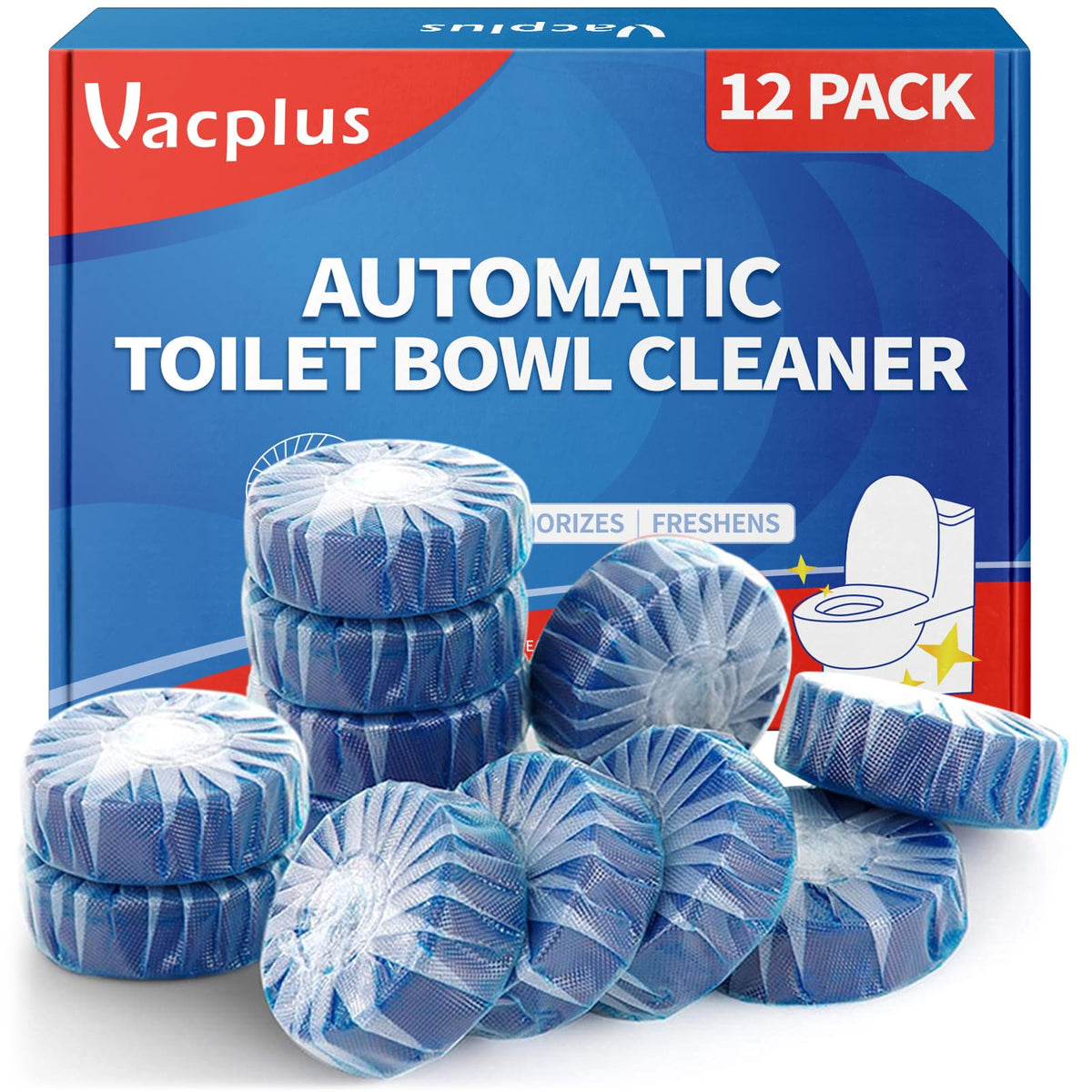 Vacplus Automatische Toilettenreiniger-Tabs, Badezimmer-Toilettenspülkastenreiniger (12er-PACK), VA-T165