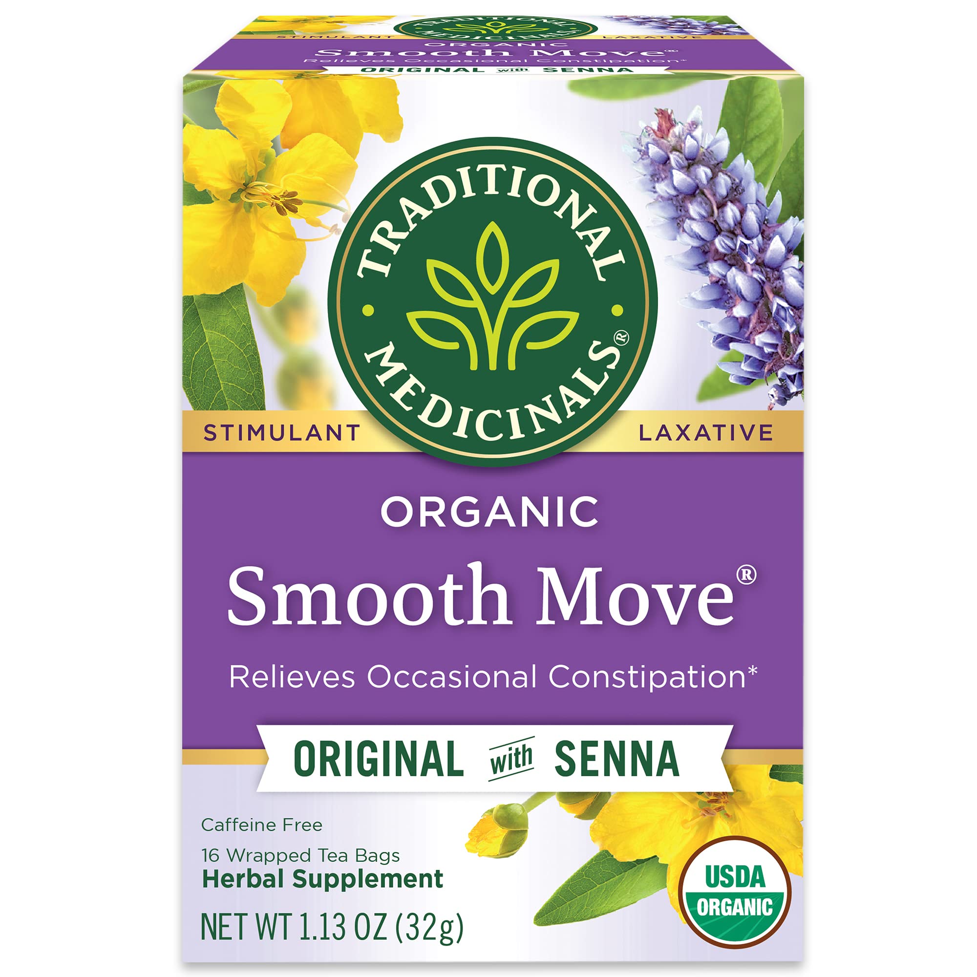 Traditional Medicinals Smooth Move, Helps Relieve Constipation Overnight, 16 Teabags
