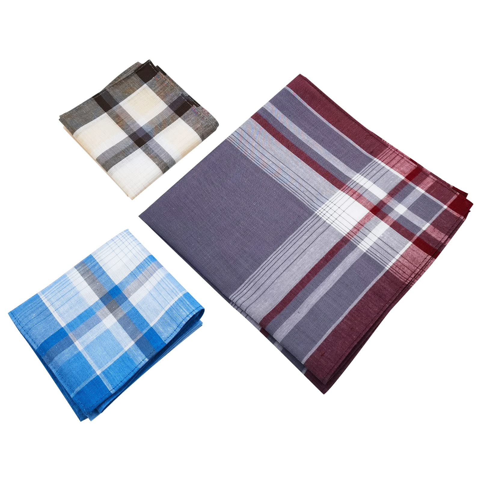 emlstyle Men's Handkerchiefs 100% Cotton Handkerchief with Check