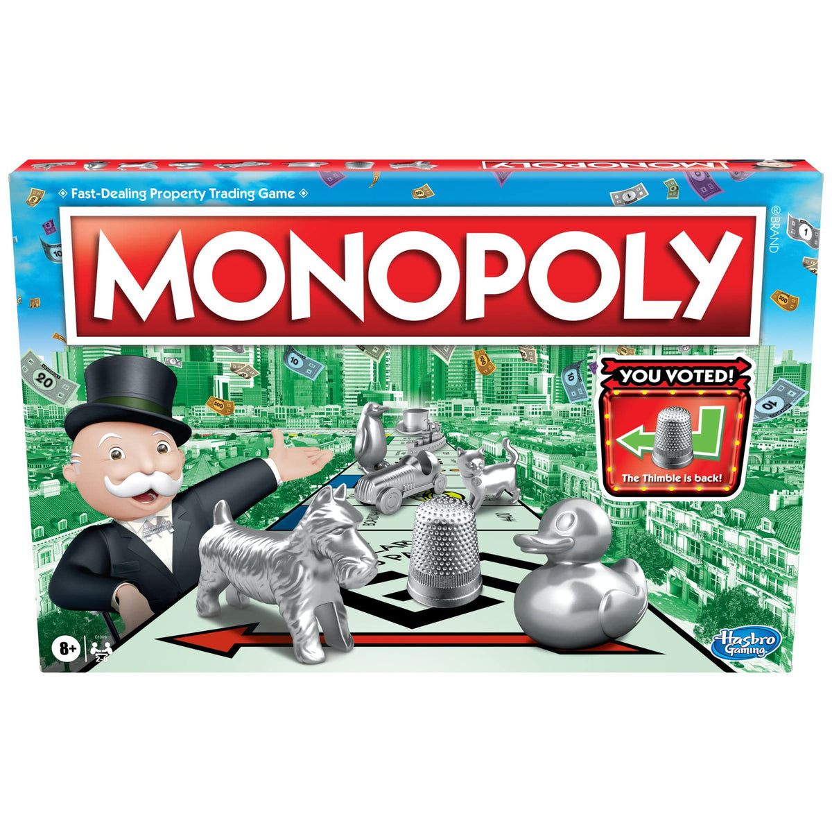 Monopoly Spiel, Familiengesellschaftsspiele für 2 bis 6 Spieler und Kinder ab 8 Jahren, enthält 8 Spielfiguren (Token Vote Edition)
