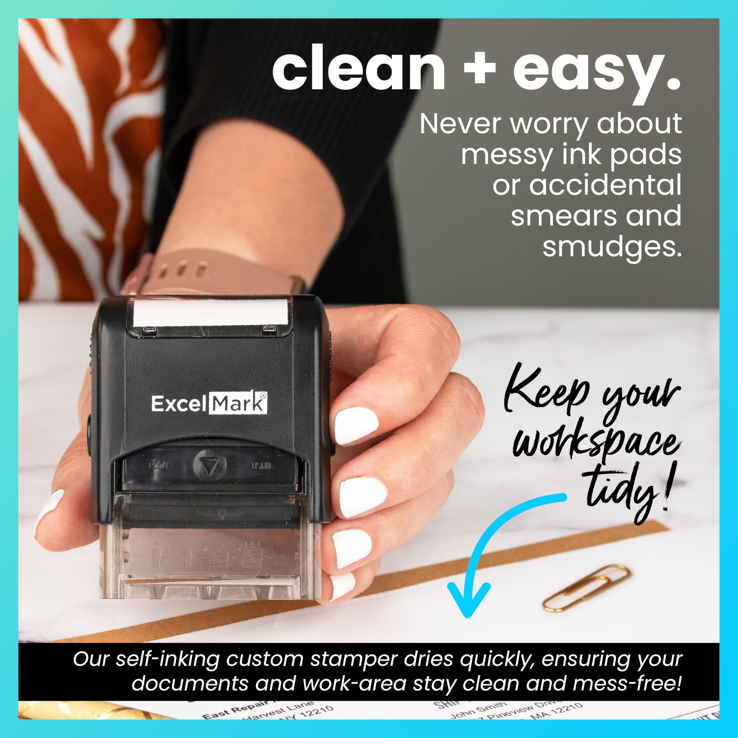 ExcelMark Paid Self Inking Rubber Stamp - Red Ink