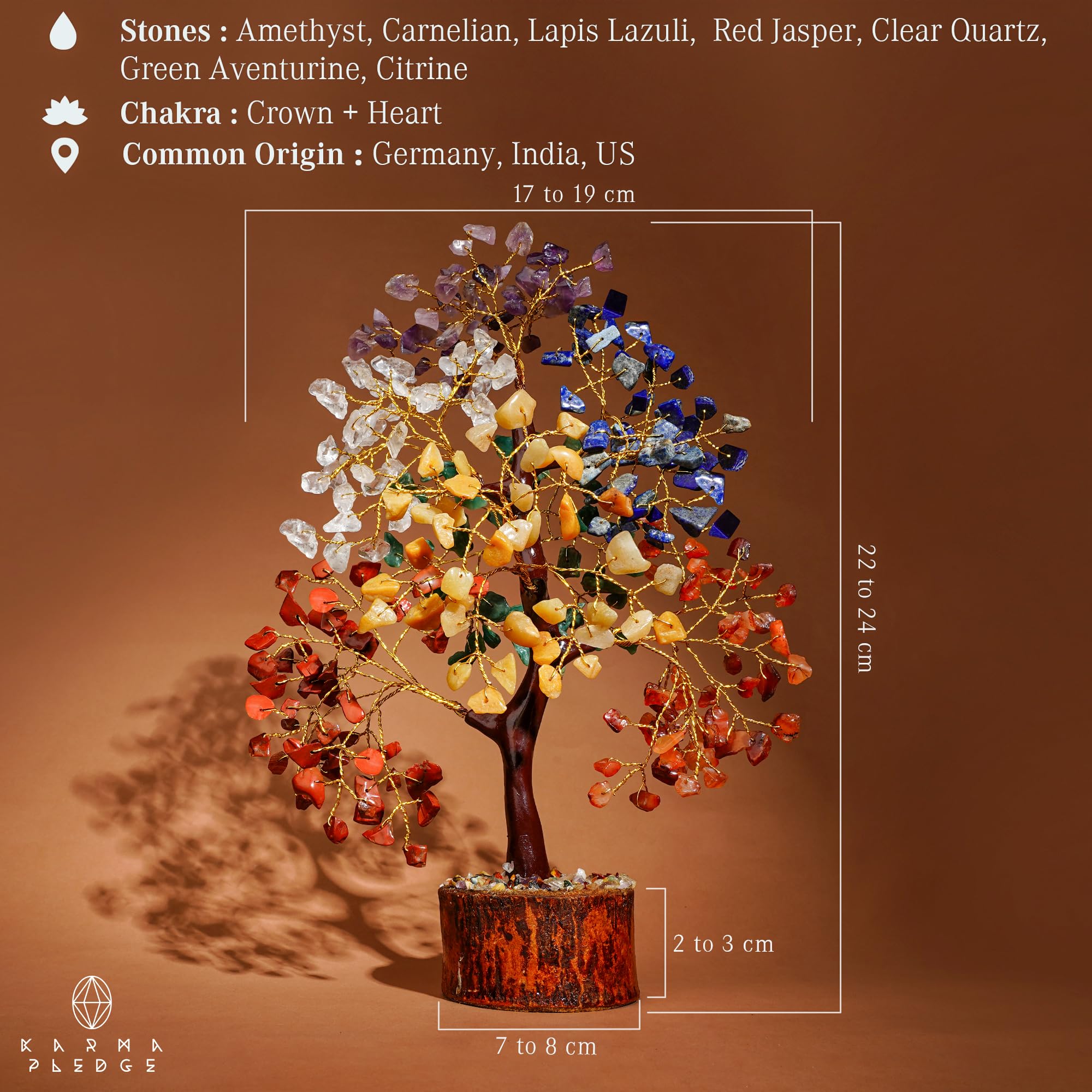 Crystal Tree of Life 7 Chakra Healing Crystal Trees for Home Decor, Office Desk Decor, Boho Decor, Handmade Bonsai Trees for Positive Energy, Money, Good Luck Birthday Gifts for Women, Mom