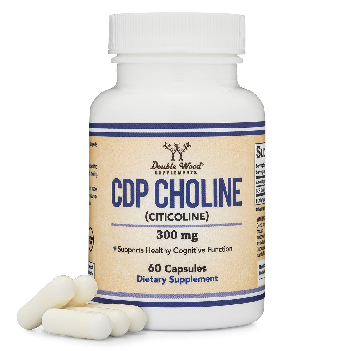 CDP Choline (Citicoline) Supplement, Pharmaceutical Grade, Third Party Tested (60 Capsules 300mg)