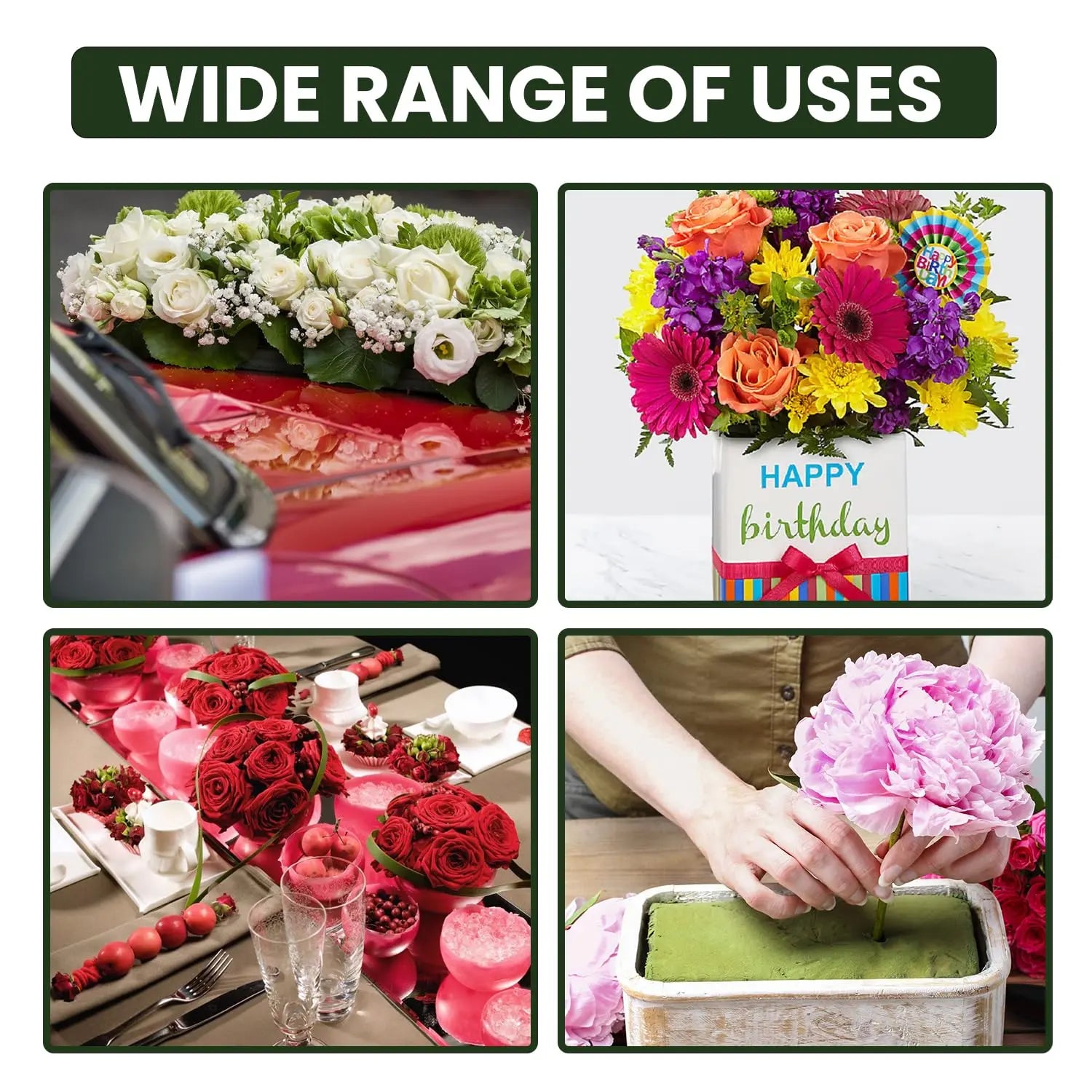 Ortarco 3 Pack Floral Foam Blocks (5.5" x 3.1" x 1.7") Wet and Dry Flower Foam for Flower Arrangements Supplies, Flower Foam Blocks for Fresh or Artificial Flowers in Art, Crafts and DIY Decorations