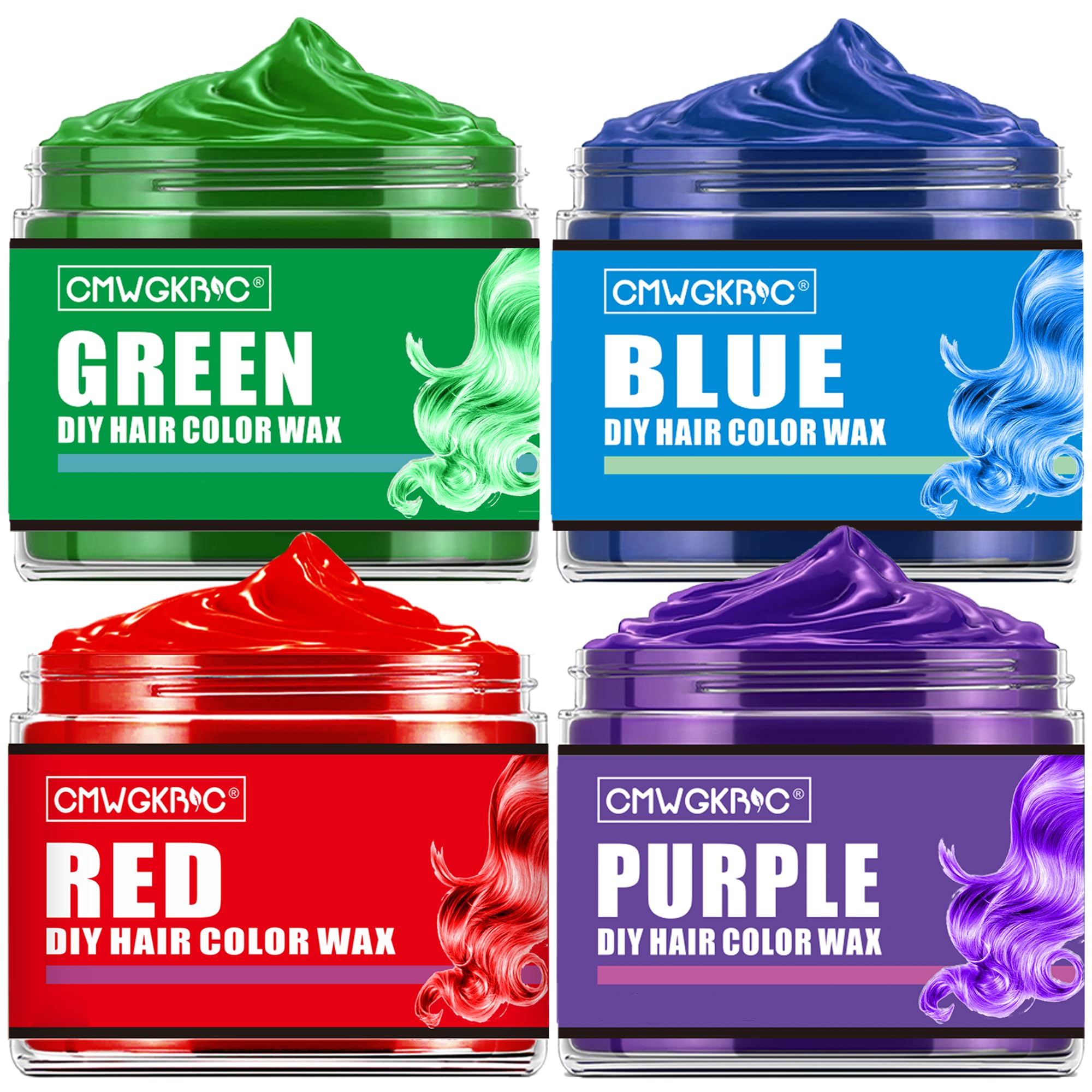 4 Farben temporäre Haarfarbe für Kinder, Geschenke für Teenager, Mädchen, Jungen, Geschenke für Kinder, temporäre Haarfärbemittel, Haarfärbespray Grün Rot Blau Lila Haarfärbemittel Haarwachs Farbe, Sofort-Farbwachs Halloween Party