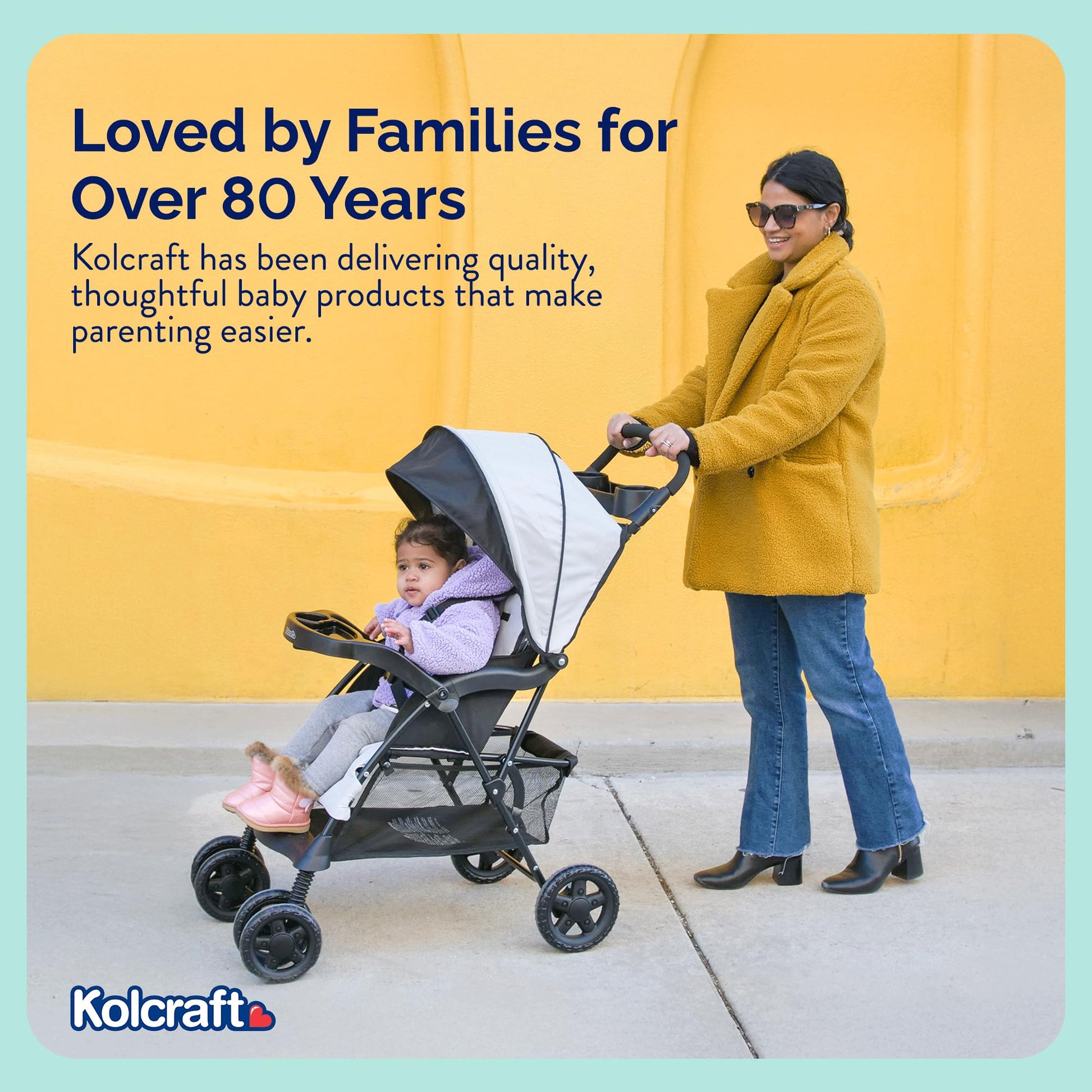 Kolcraft Cloud Plus Lightweight Umbrella Stroller for Toddlers with Reclining Seat, Large Storage Basket, Canopy, Infant & Parent Trays, Compact Fold for Summer Travel, Durable Frame, Slate Gray