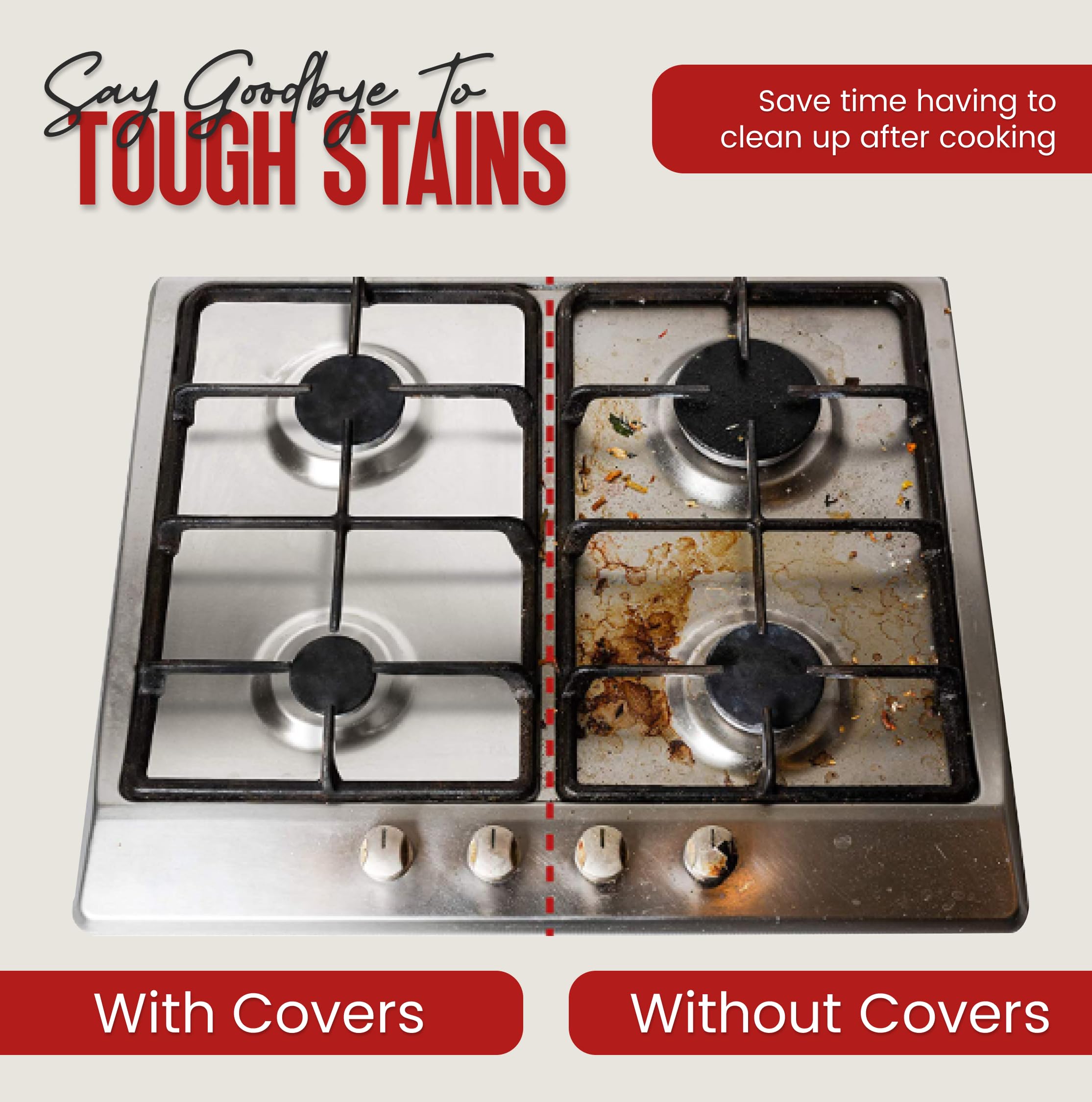 Gas Stove Burner Liners (50 Pack) - Disposable Aluminium Foil Covers, 8.5” Heat-Resistant Protector, Fits Gas or Electric Ranges, Thick Foil for Mess-Free Cooking, Perfect Stove Cover for Kitchen