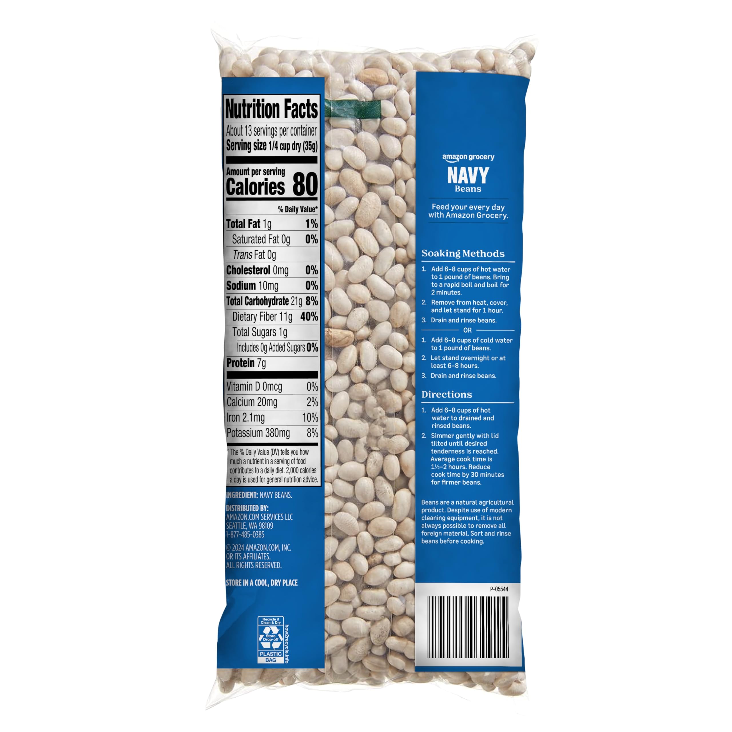 Amazon Grocery, Navy Beans, 16 Oz (Previously Amazon Fresh, Packaging May Vary)