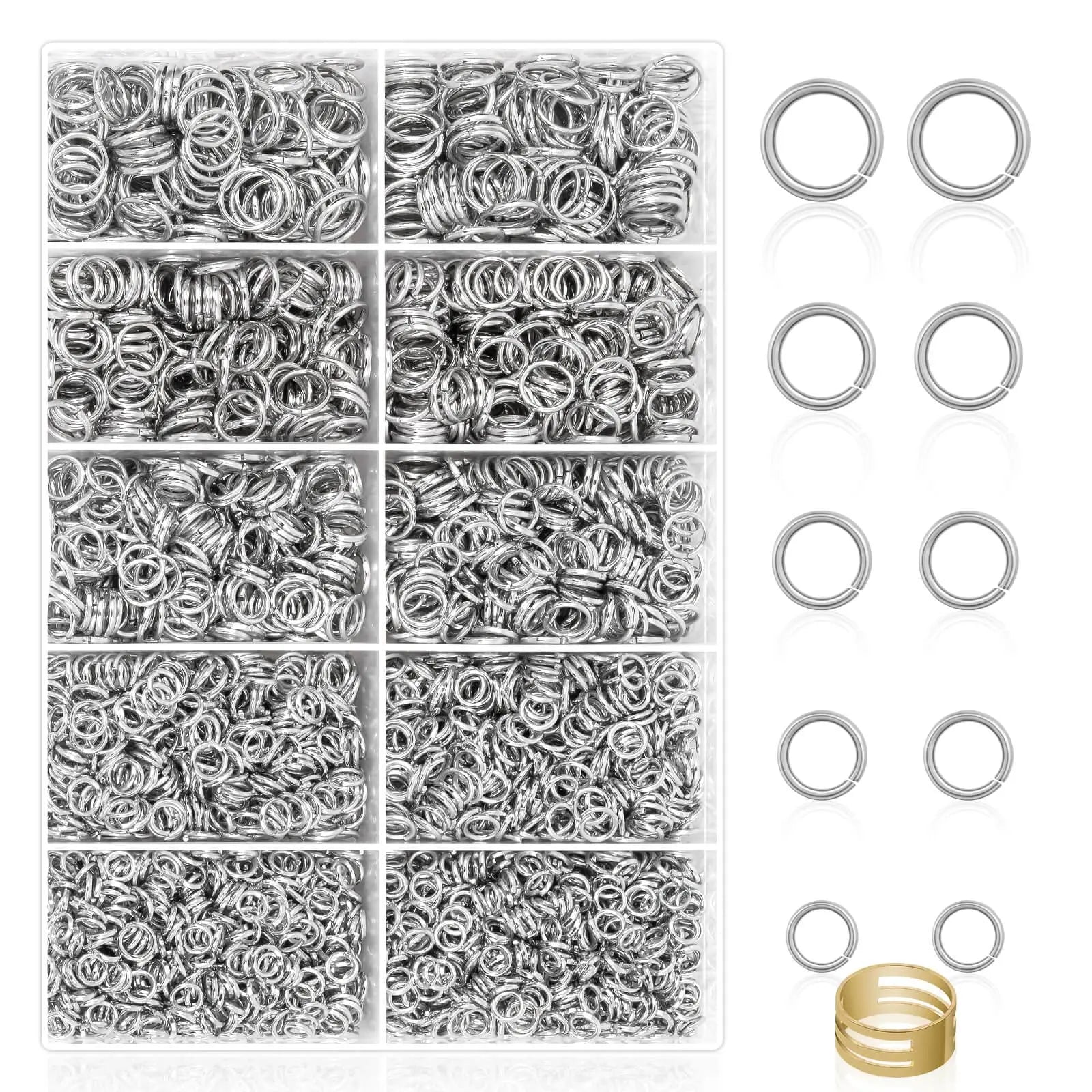 PAXCOO 4600Pcs Silver Jump Rings with Jump Rings Open/Close Tools for Jewelry Making and Necklace Repair (Assorted Sizes)