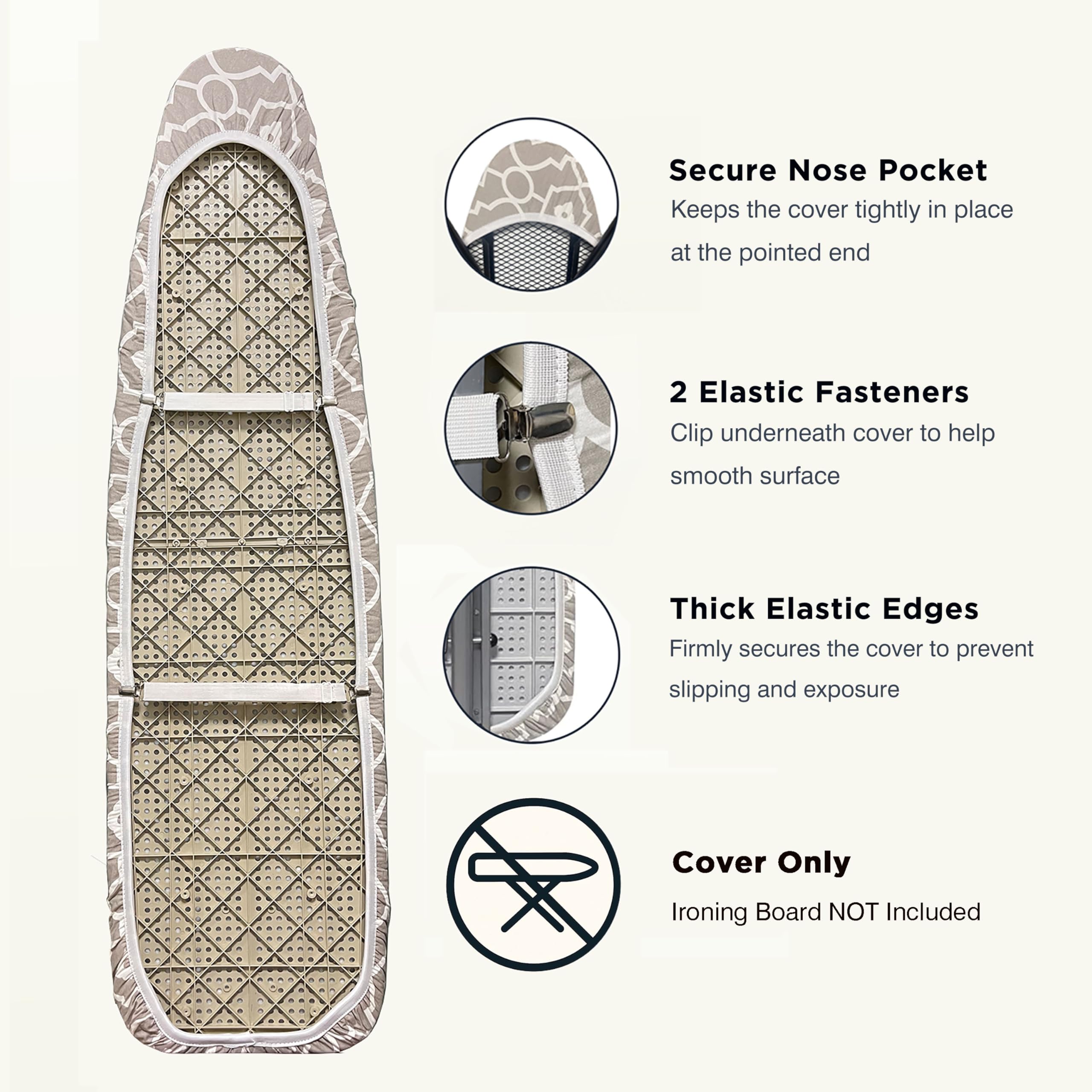 UniSimp Ironing Board Cover and Pad 15X54“ - Extra Thick Natural Cotton, Scorch & Stain-Resistant Padding, Standard Size Iron Board Cover with Metal Fasteners Heavy Duty Elastic Edge, Heatproof
