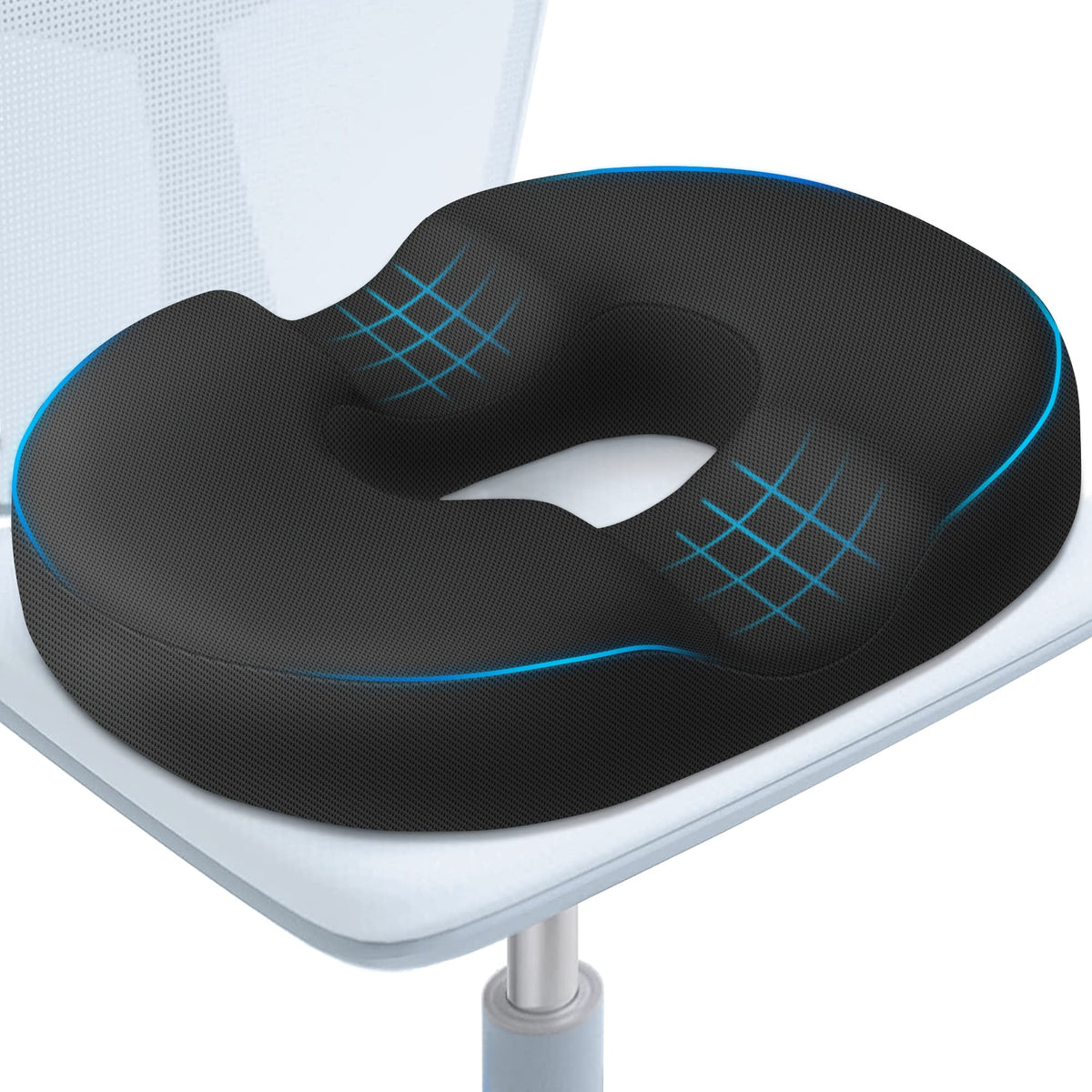 BlissTrends Donutkissen Sitzkissen, Donut Stuhlkissen für postpartale Schwangerschaft & Hämorrhoiden, Steißbein-Schmerzlinderungskissen, Memory Foam Hebekissen für Büro- & Heimstühle (Schwarz)