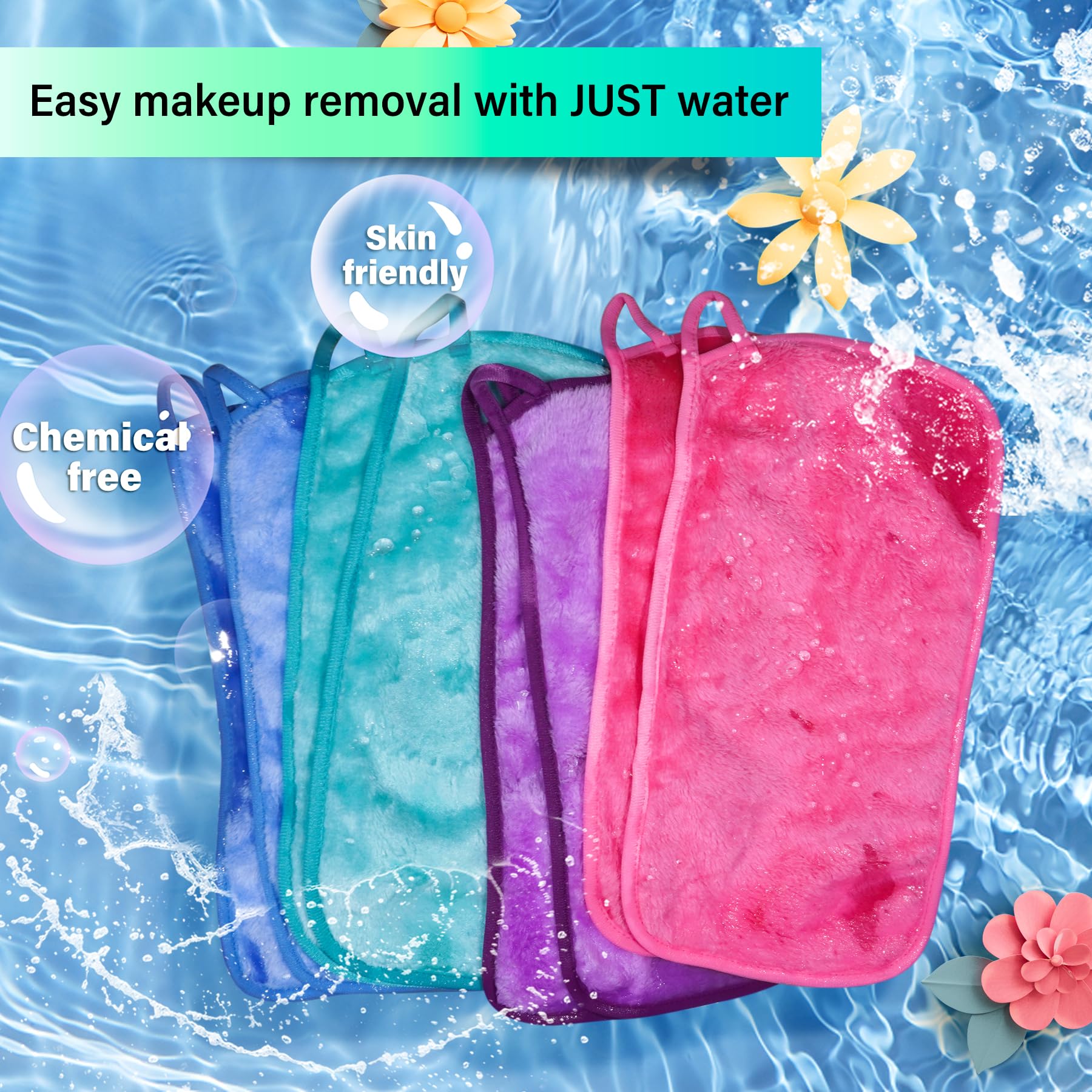 NUGILLA Makeup Remover Cloths, 8 Packs Makeup Remover Towels Reusable Face Wash Cloth, Soft Makeup Remover Microfiber Face Cloth for Women