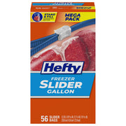 Hefty Slider Freezer Kitchen Storage Bags, Gallon Size, 56 Count