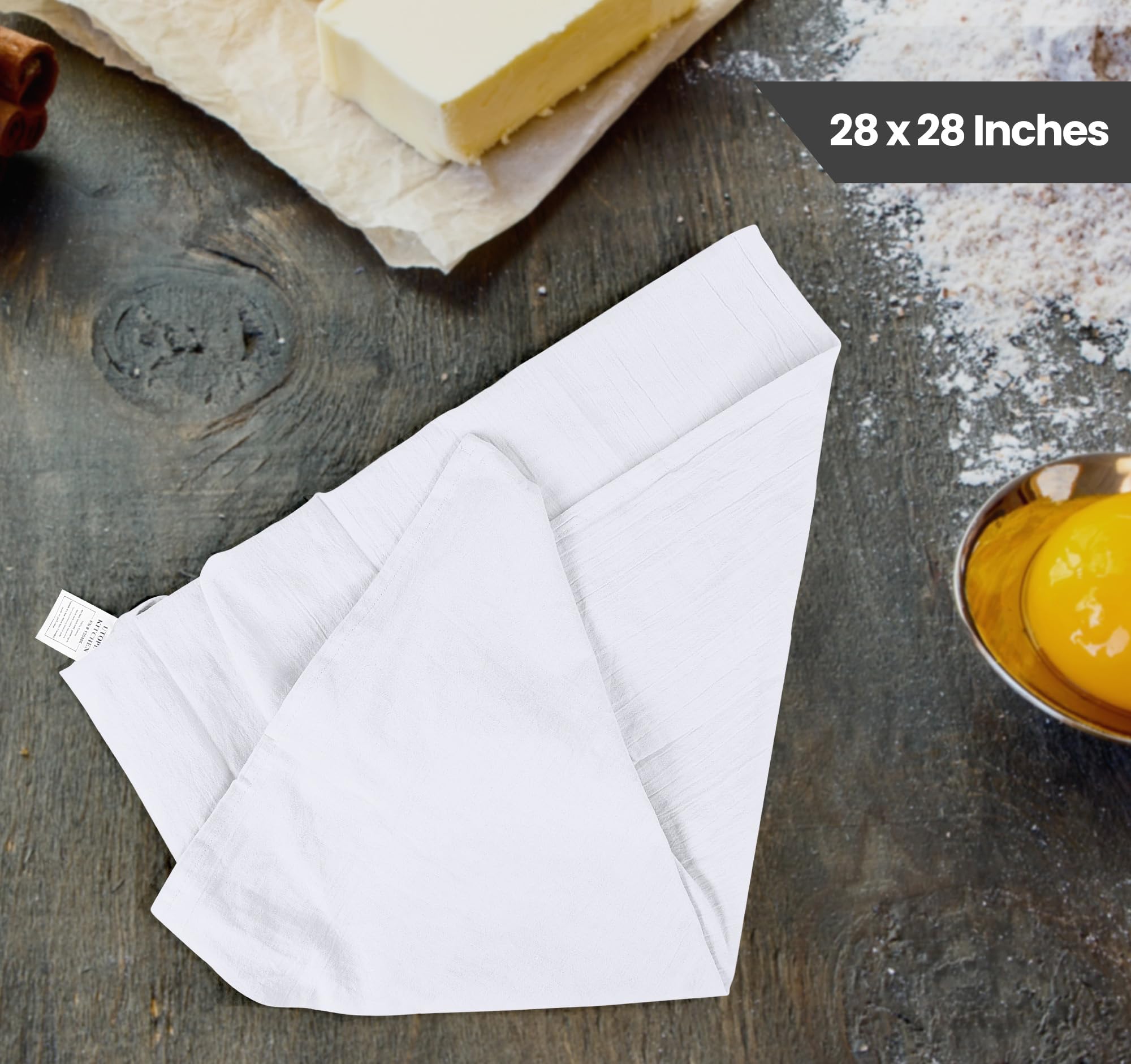 Utopia Kitchen White Flour Sack Towels [12 Pack - 28 x 28 Inch] 100% Cotton Tea Towels for Cleaning & Drying - Highly Absorbent Kitchen Dish Cloth