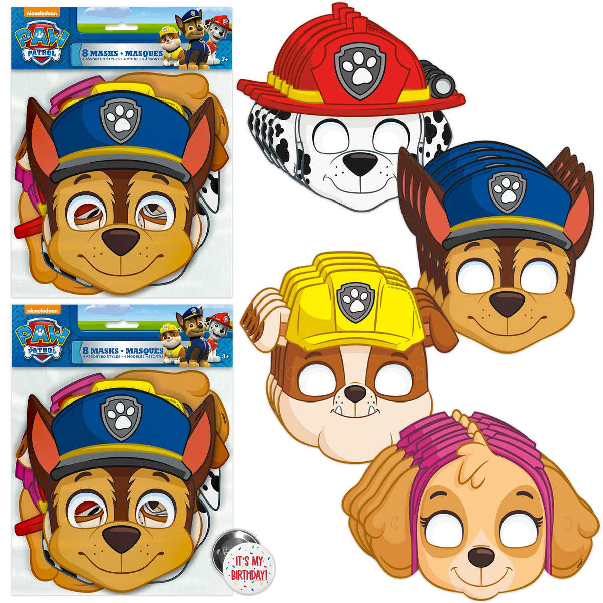 Einzigartige Paw Patrol Masken für Kindergeburtstage – Gastgeschenke und Dekorationen mit Ansteckern – 16er-Pack