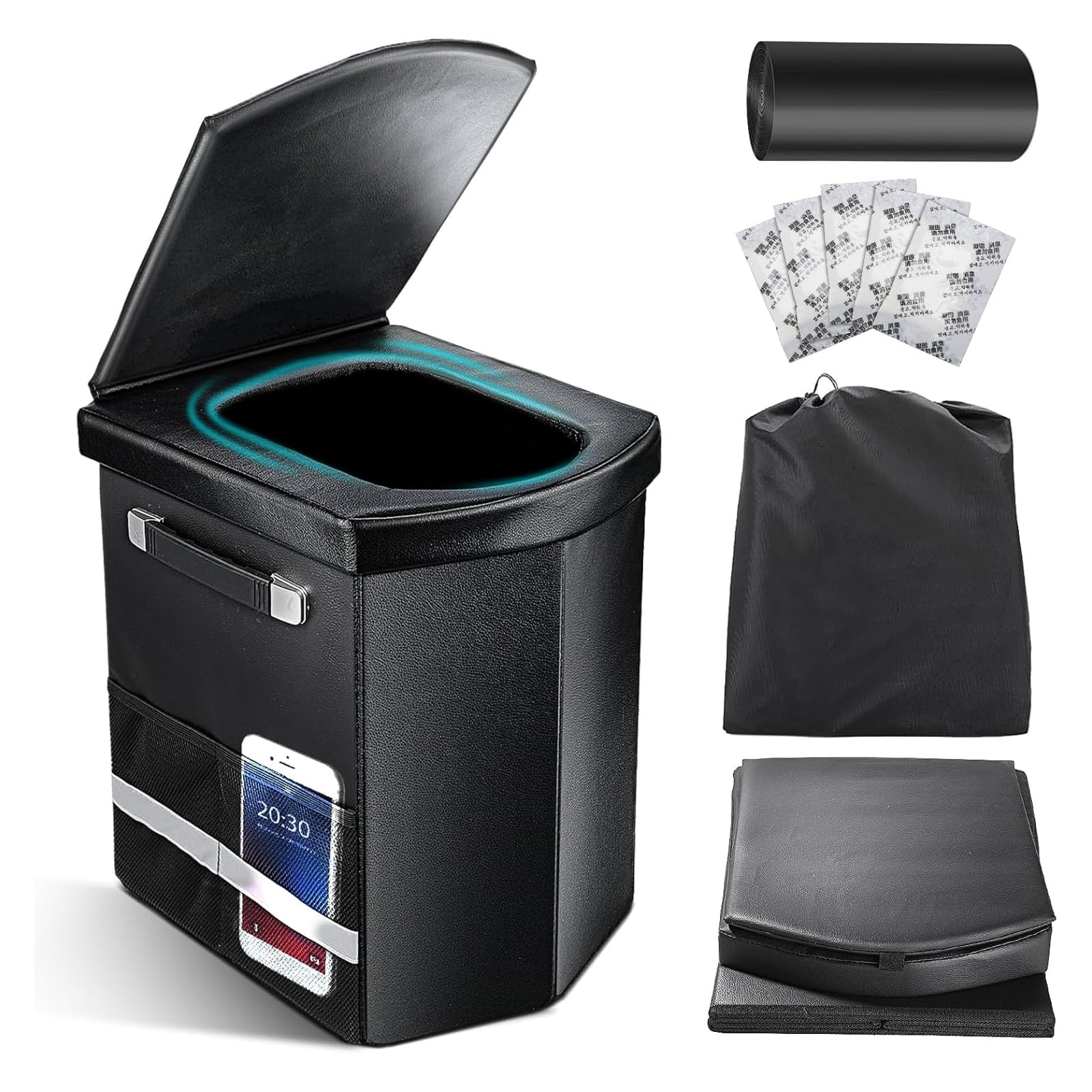 2025 Verbesserte 16,5 Zoll XL Campingtoilette für Erwachsene, hohe Campingtoilette mit Deckel und praktischer Tragetasche, tragbares Camping-WC für Camping, Wandern, Autofahrten, LKW, Wohnmobil, Bootfahren, Roadtrips, Strand