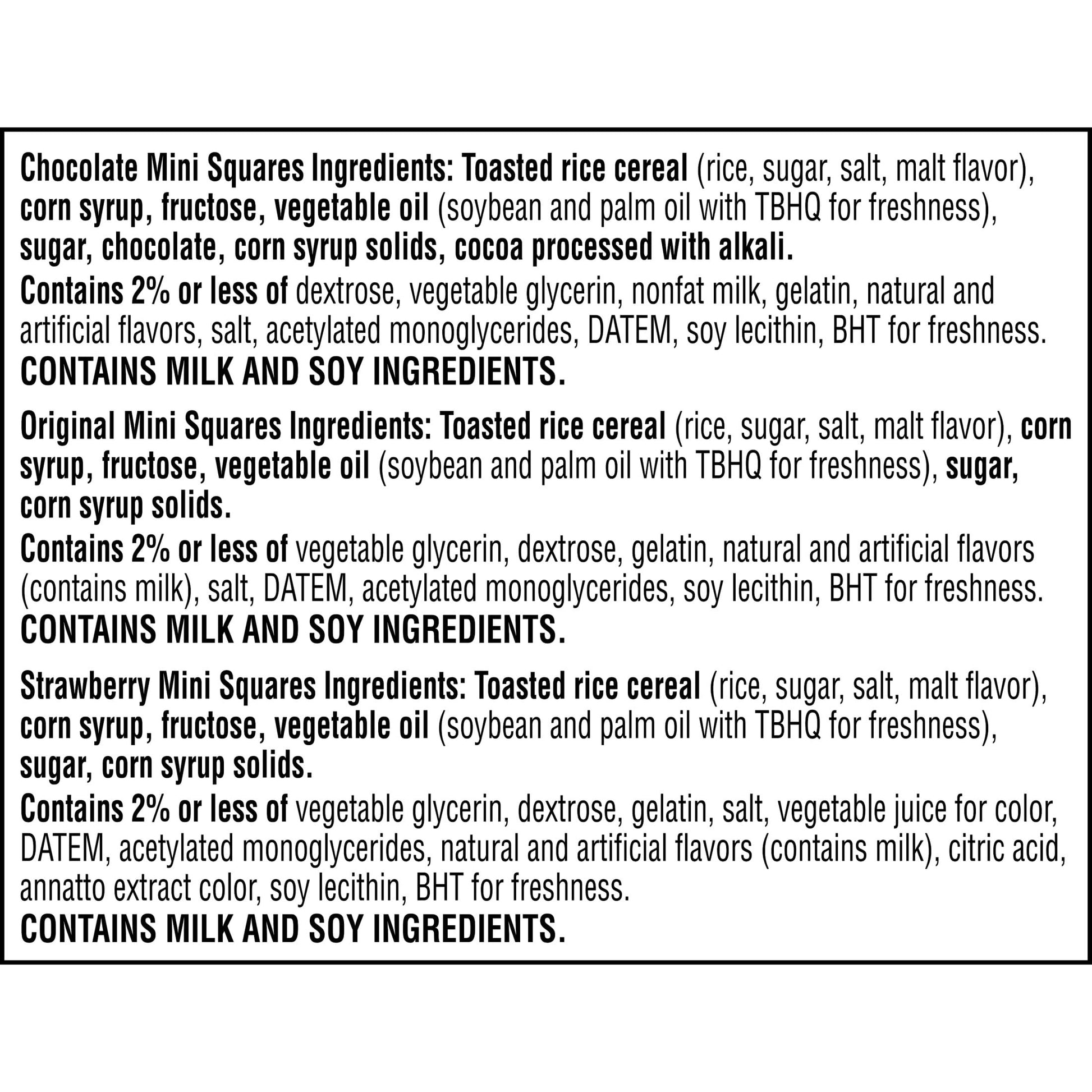 Rice Krispies Treats Mini Crispy Marshmallow Squares, Kids Snacks, Lunch Snacks, Variety Pack, 20.1oz Box (52 Bars)