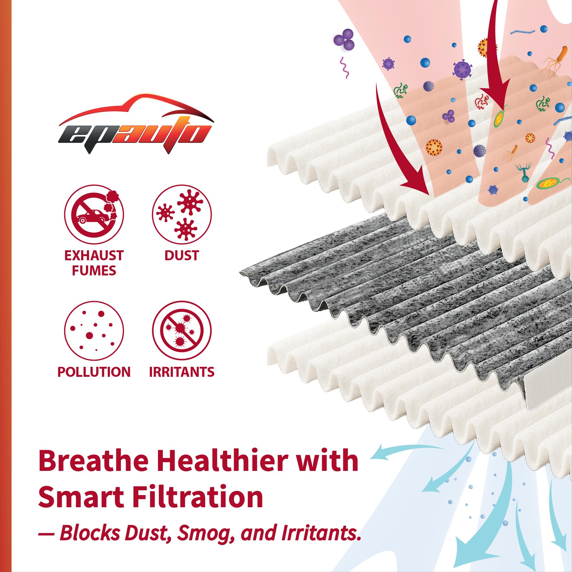 EPAuto CPJ6X (KD45-61-J6X) Cabin Air Filter includes Activated Carbon Replacement for Mazda 3 (2014-2018), Mazda 6 (2014-2021), CX-5 (2013-2025)