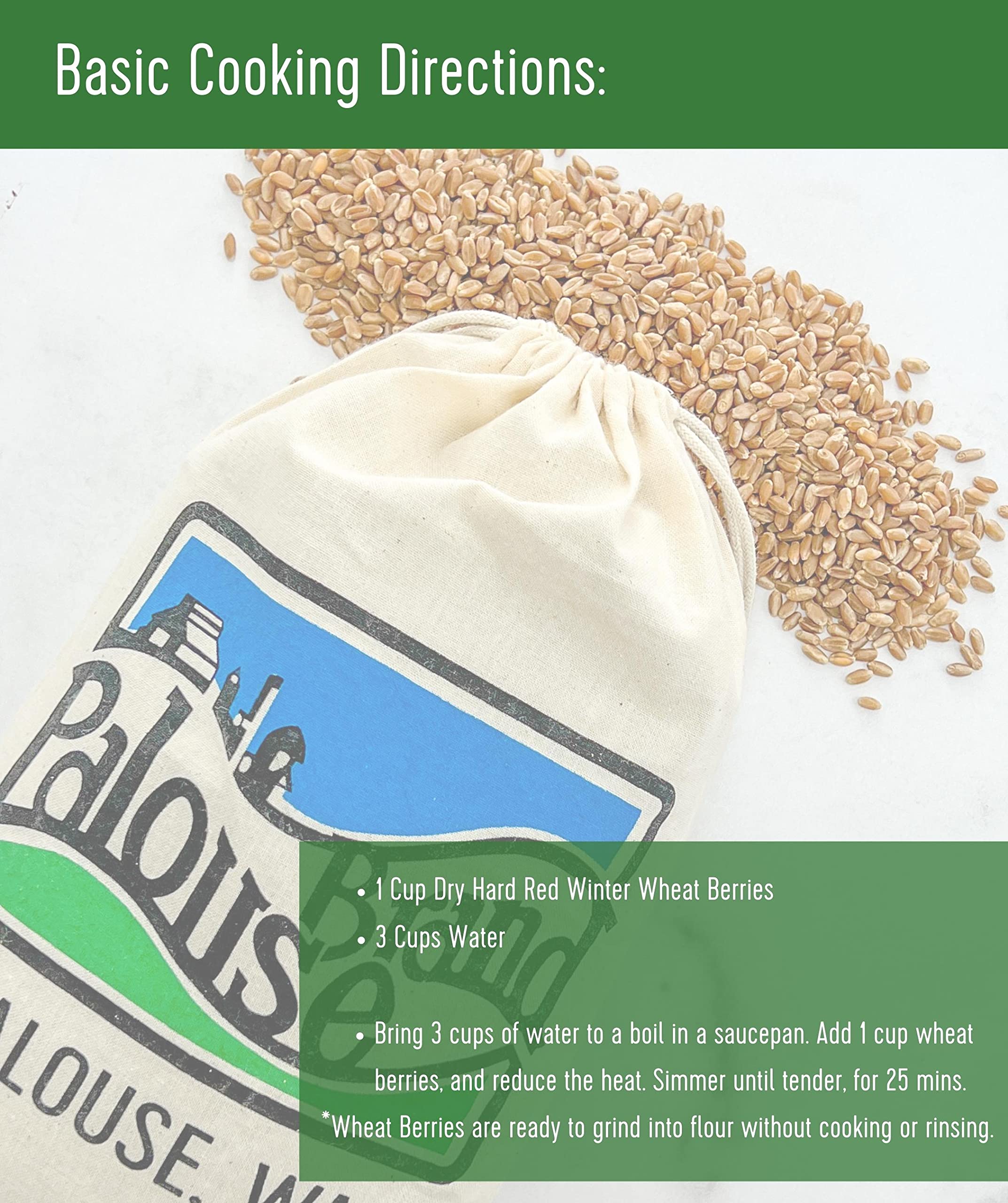 Certified Glyphosate Residue Free Hard Red Winter Wheat Berries | 5 LBS | Family Farmed in Washington State | Non-GMO Project Verified | 100% Non-Irradiated | Certified Kosher Parve | Field Traced | Burlap Bag