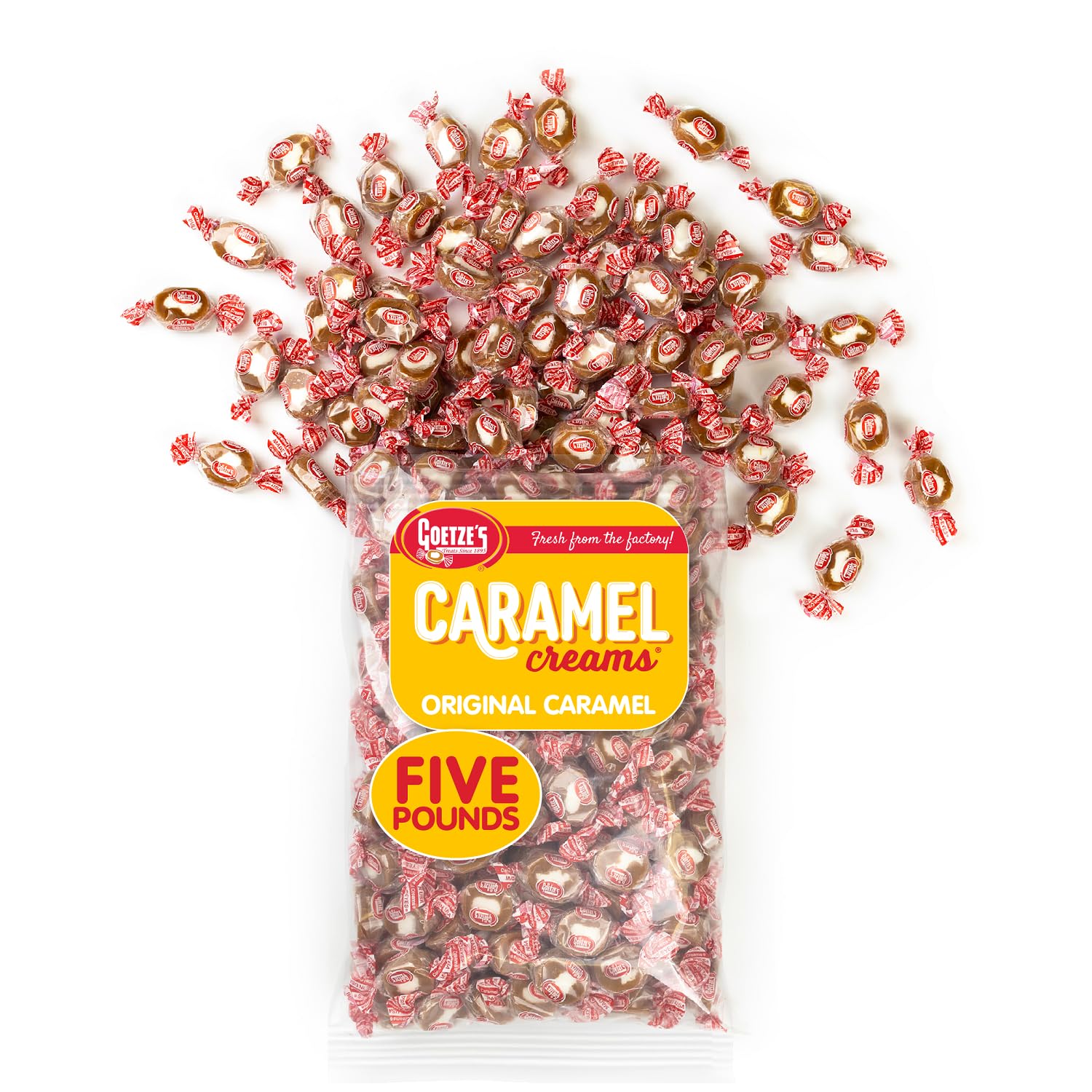 Goetze's Candy Vanilla Caramel Creams - 5 Pfund Beutel (80 Unzen) - Frisch aus der Fabrik