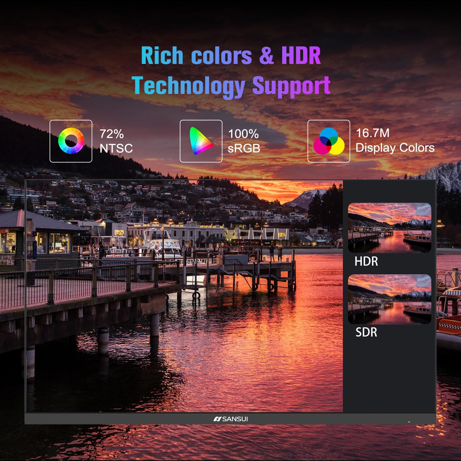 SANSUI Monitor 24 inch 100Hz Computer Monitor丨FHD 1080P PC Monitor丨HDMI丨FreeSync丨HDR丨Earphone Jack丨 Ergonomic Tilt for Home and Office