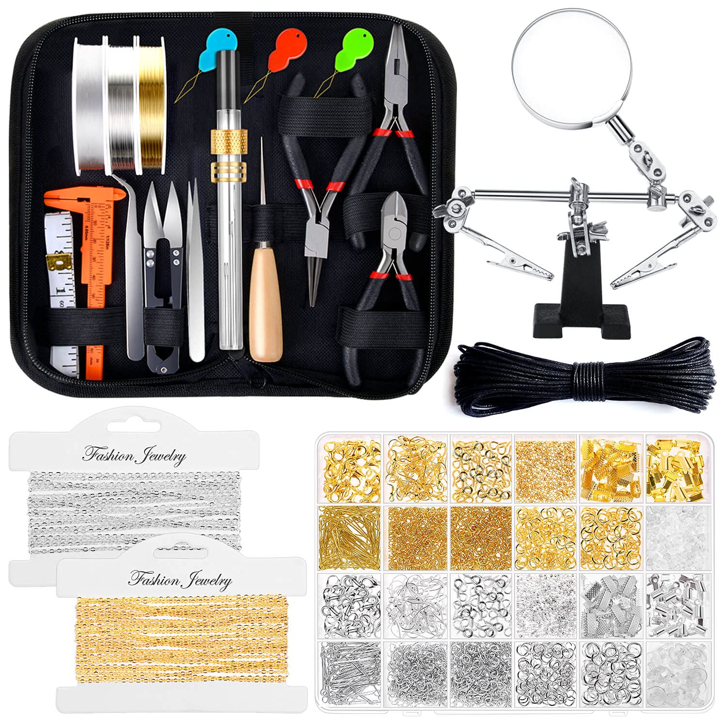 Shynek Jewelry Making Supplies Kits for Adults with Jewelry Making Tools, Earring Charms, Wires, Findings and Helping Hands for Jewelry Making and Repair