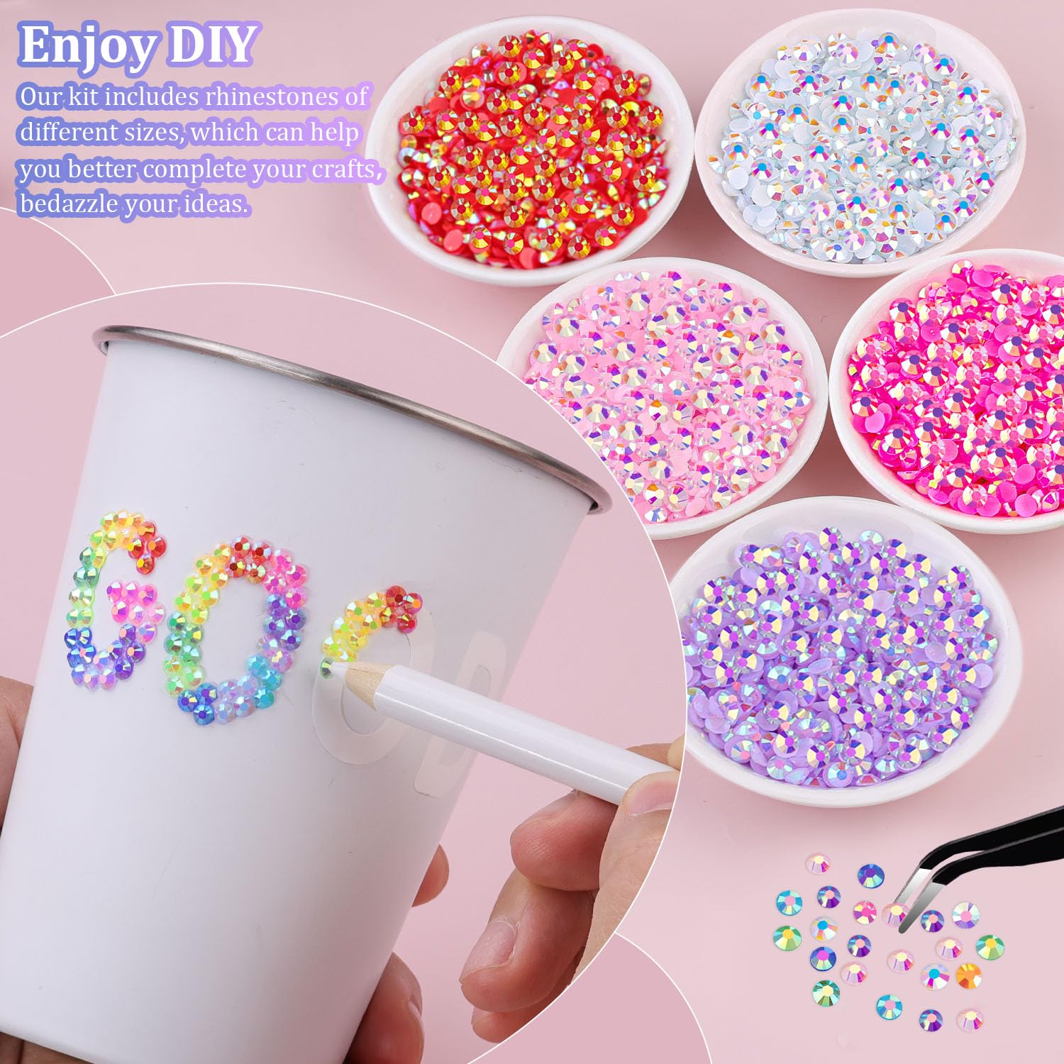 30000Pcs Resin Jelly Rhinestones for Bedazzling, Mixed-Color 3mm Flatback Gems for Diamond Art, Bedazzler Kit with 3Pcs 10ml B7000 Jewelry Glue for Crafting Crafts Book Shoes Nail Art