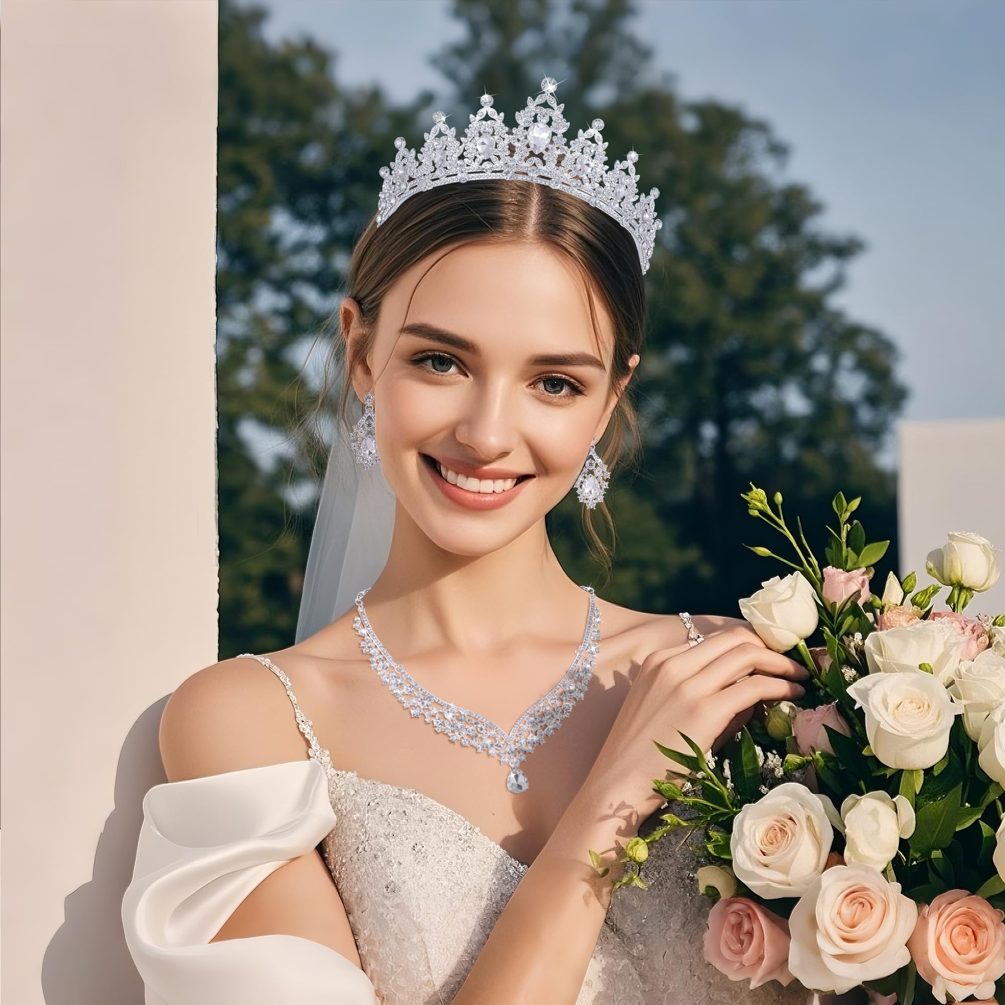Kamirola - Queen Crown and Tiaras Princess Crown for Women and Girls Crystal Headbands for Bridal, Princess for Wedding and Party（01） (Silver)