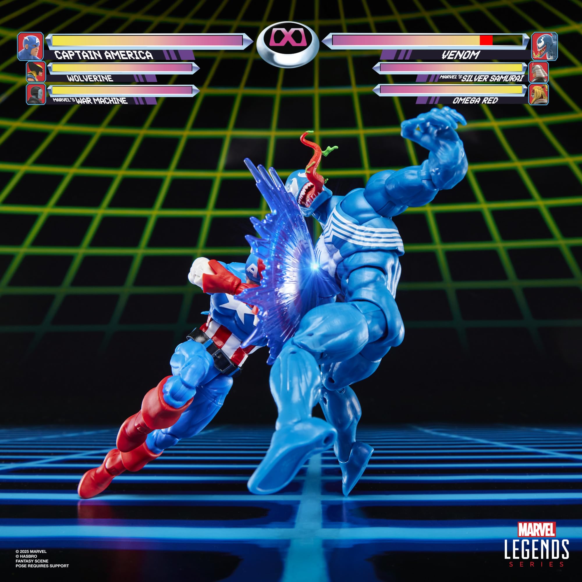 Marvel Legends Series Gamerverse Captain America vs Venom, Retro Video Game-Inspired Collectible 6-Inch Action Figures