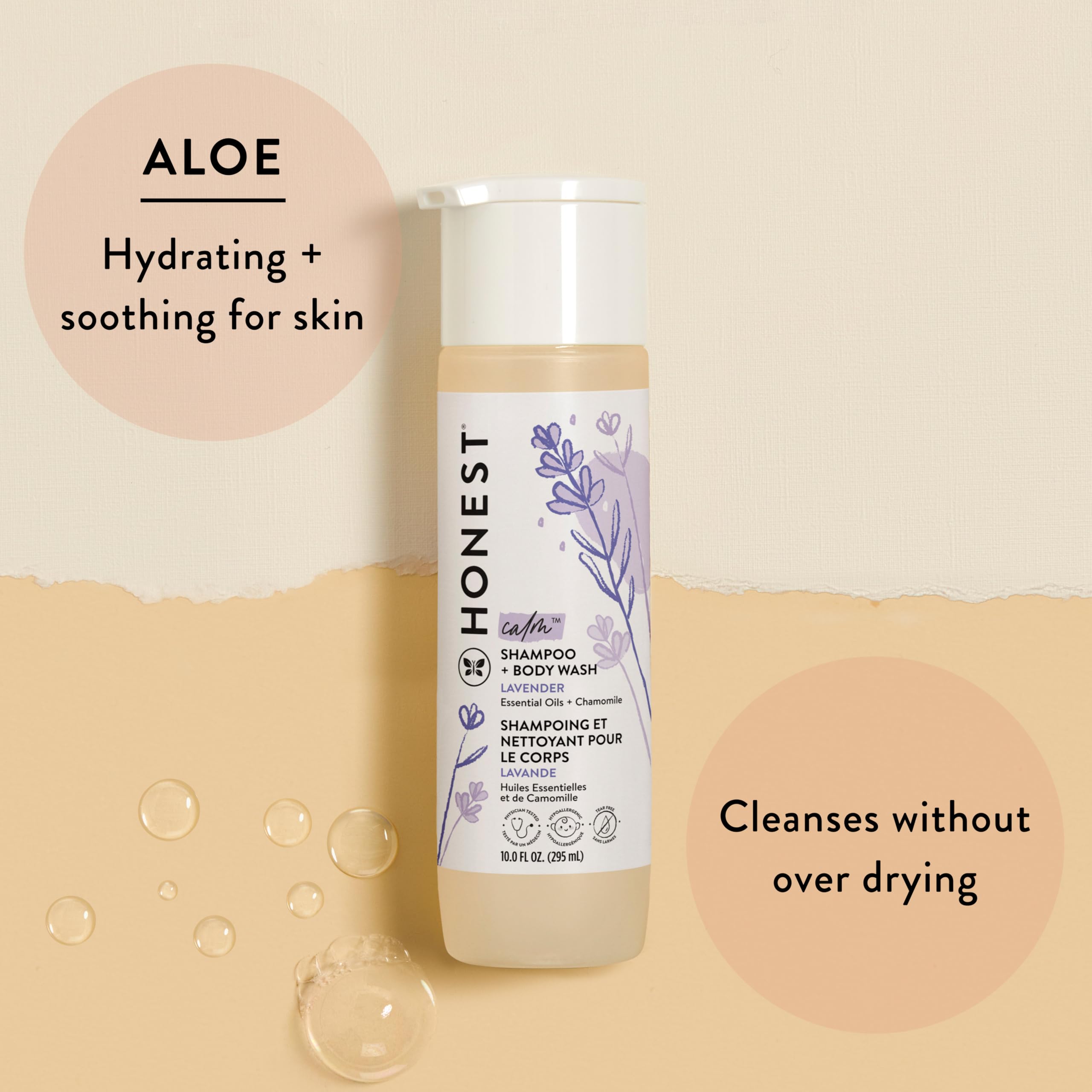 The Honest Company 2-in-1 Cleansing Shampoo + Body Wash and Face + Body Lotion Bundle | Gentle for Baby | Naturally Derived | Lavender Calm, 18.5 fl oz