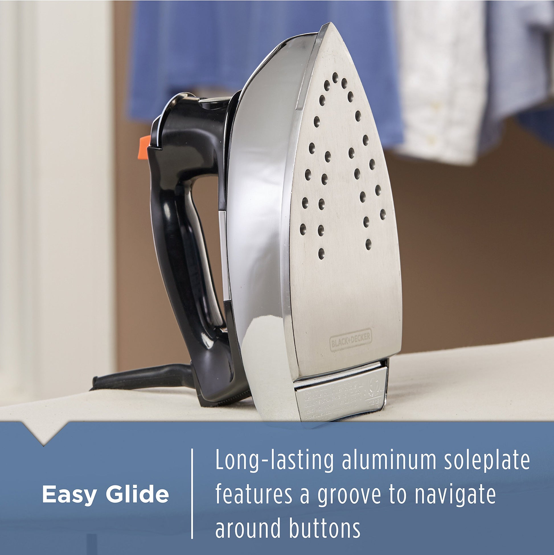 BLACK+DECKER The Classic Iron, F67E-T, Aluminum Soleplate, Steam or Dry Ironing, 7 Temperature Settings, Anti-Drip