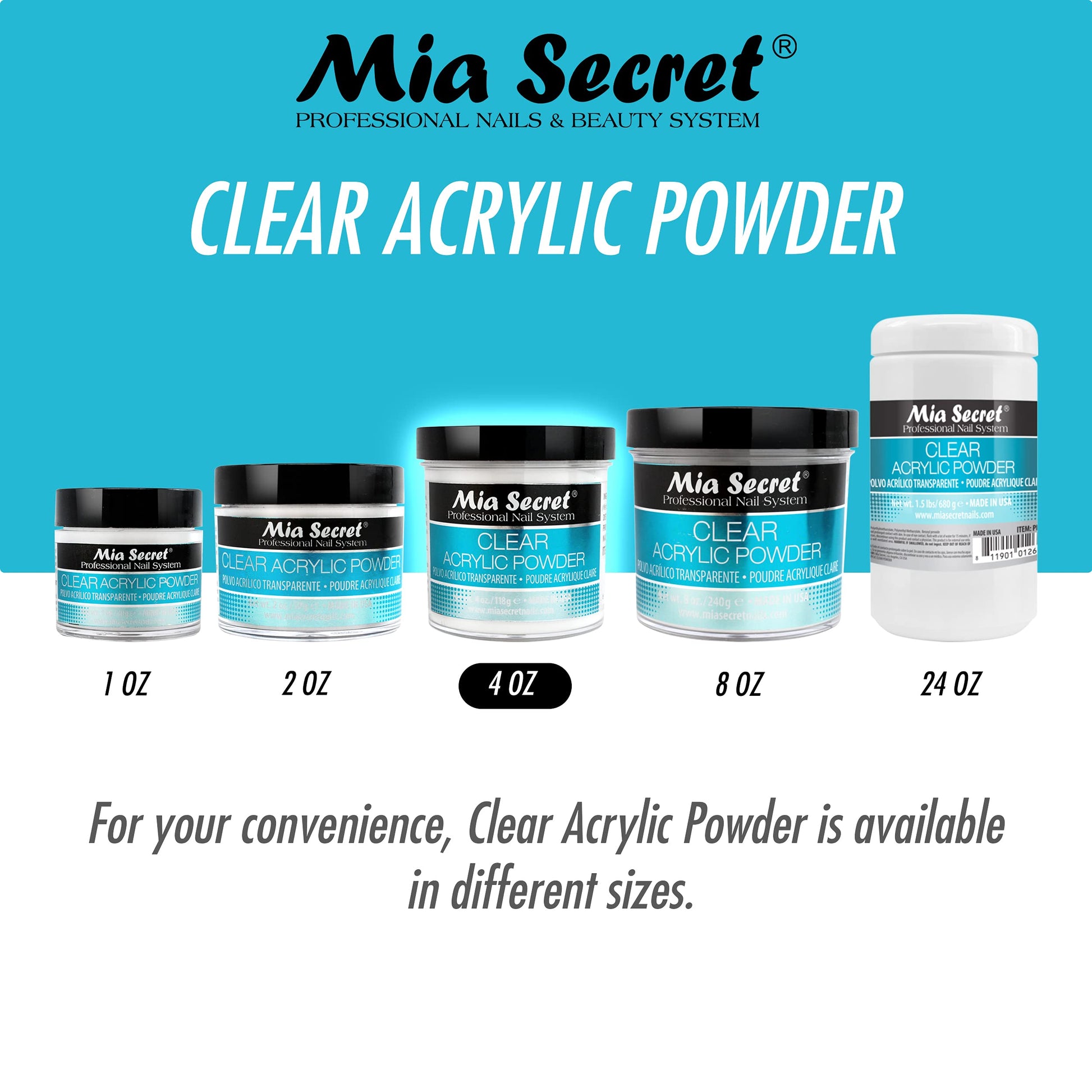 Mia Secret Clear Acrylic Powder (4oz)